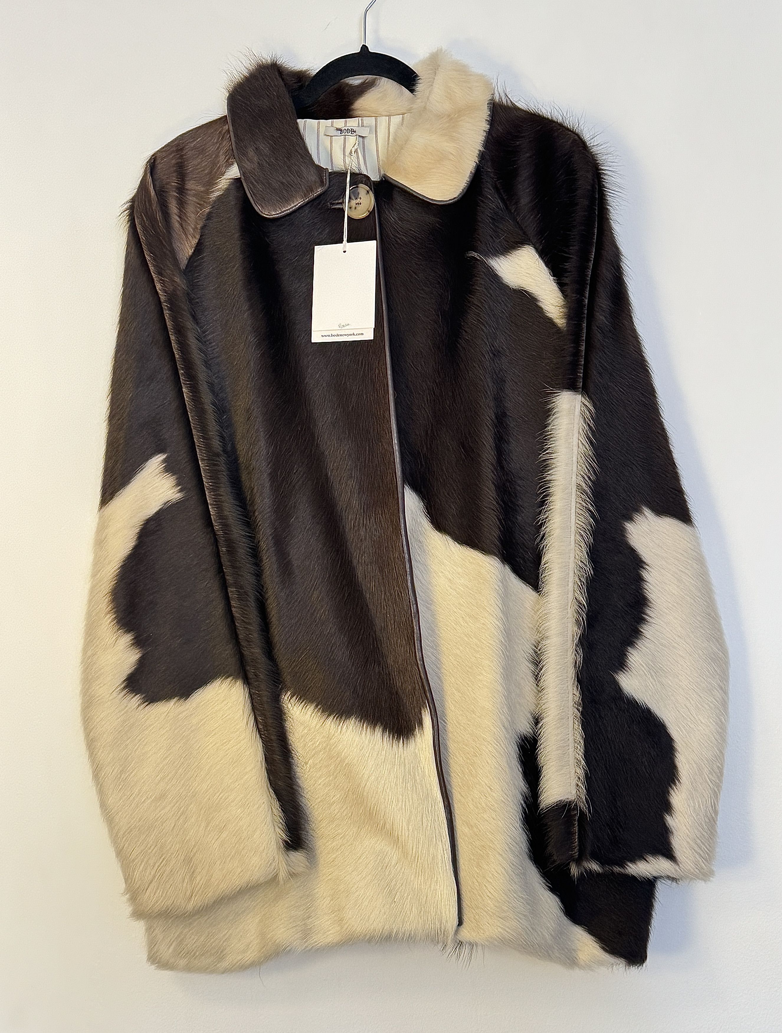 Bode Bode NWT Leather-Pony Hair Cow Print Coat Size US L / EU 52-54 / 3 - 6 Thumbnail