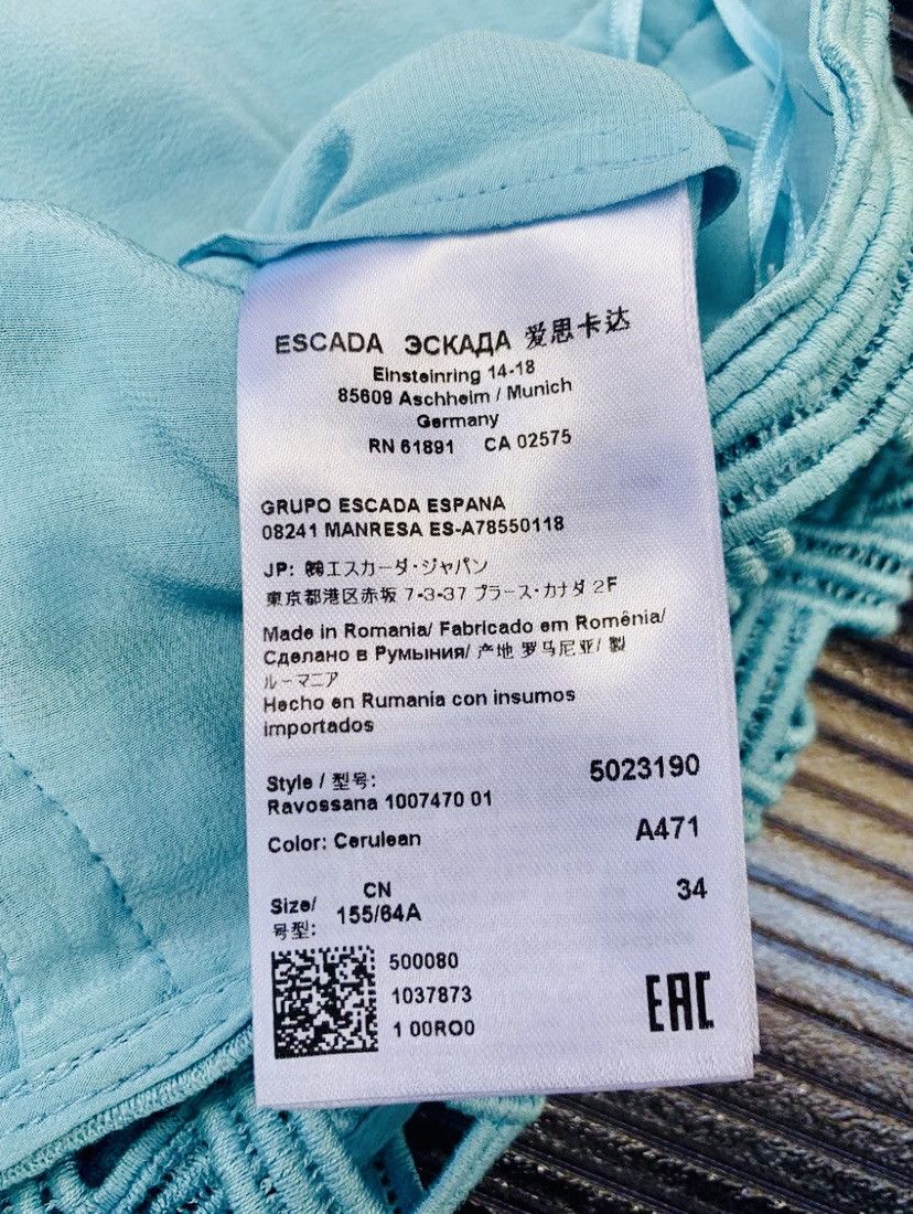 Escada ESCADA Runway Turquoise Blue Shell Knit Summer Skirt 34 New Size 24" / US 00 / IT 34 - 4 Thumbnail