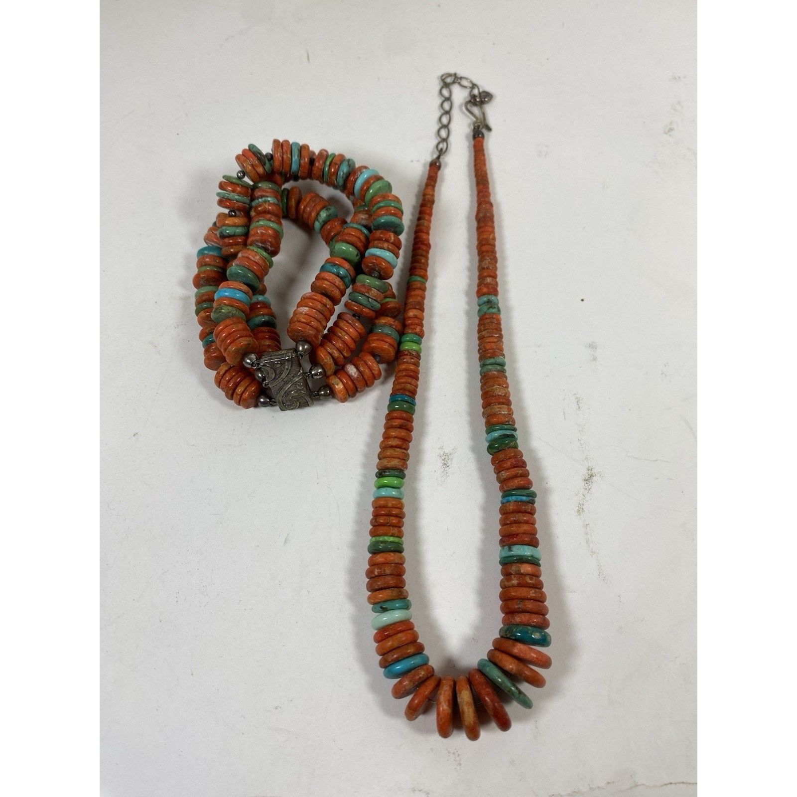 Other Turquoise Coral Necklace and Bracelet Set Sterling Southwest Size ONE SIZE - 2 Thumbnail
