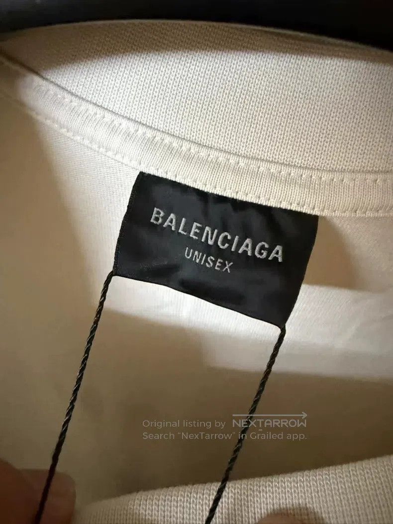 Balenciaga Balenciaga Wave Destruction Logo Short Sleeve T-Shirt Beig Size US XS / EU 42 / 0 - 3 Thumbnail