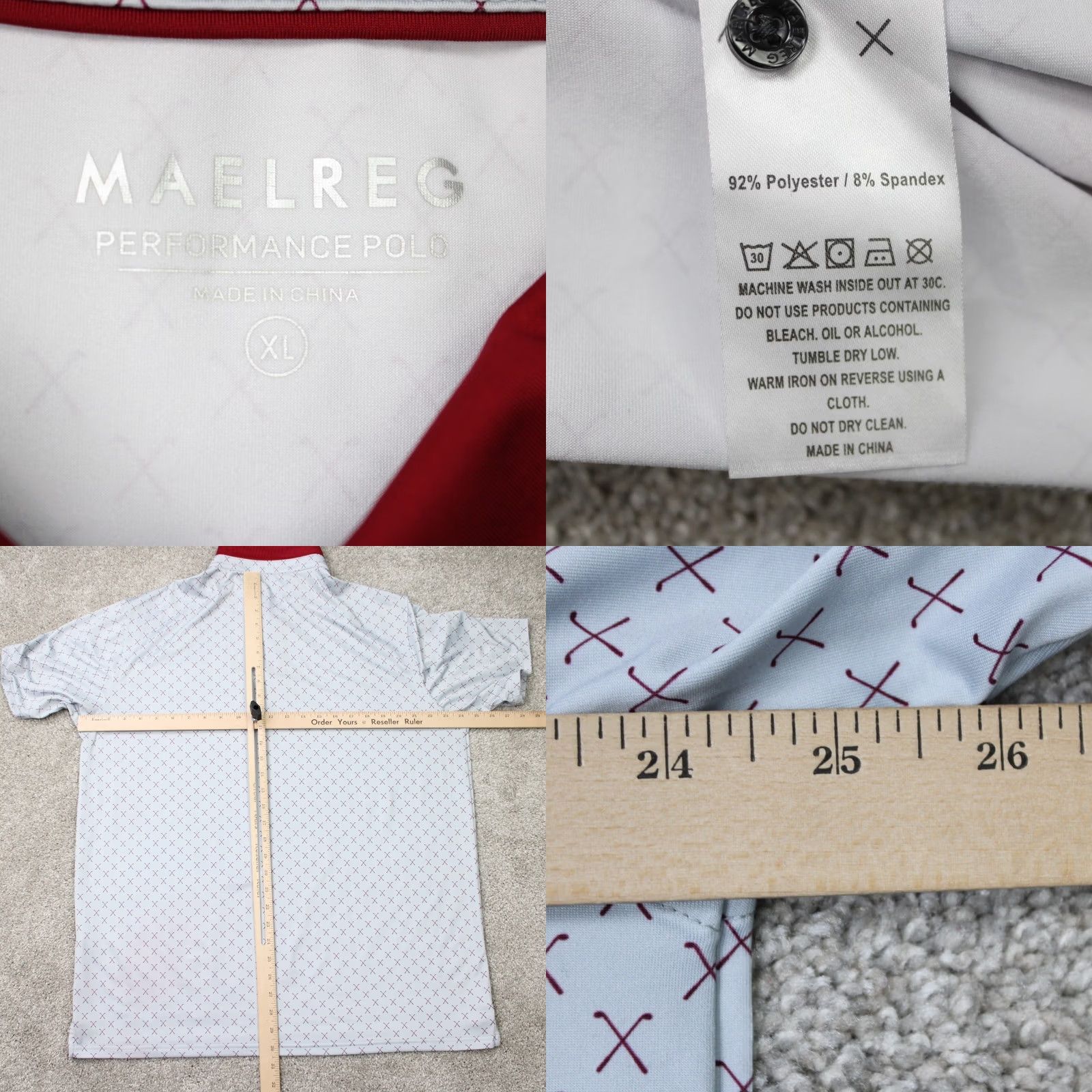 Vintage Maelreg Polo Shirt Mens XL Gray/Red Golf Club All Over Print S/S Shirt Polo Stadium Sports Shirt Mens XL Gray/Red 90s Size US XL / EU 56 / 4 - 8 Thumbnail