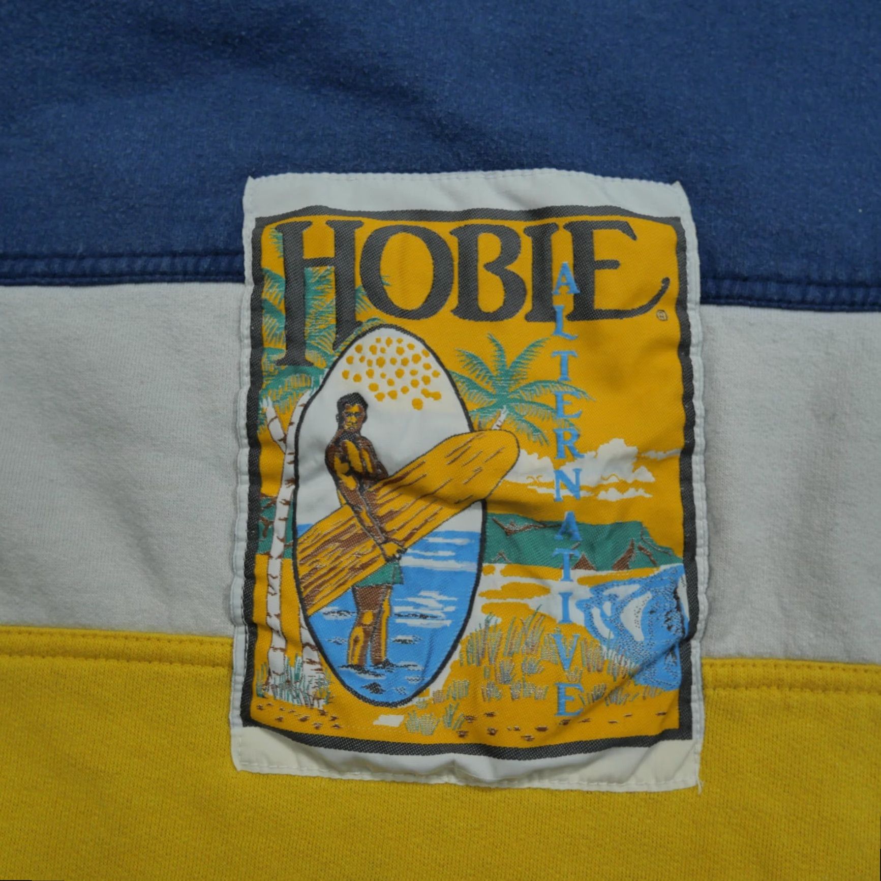 Vintage VINTAGE Hobie Sweatshirt Mens 3XL Blue Striped Surf Patch 80s 90s Surfing Logo Pullover Crew Neck Sweatshirt Size US XXL / EU 58 / 5 - 2 Thumbnail