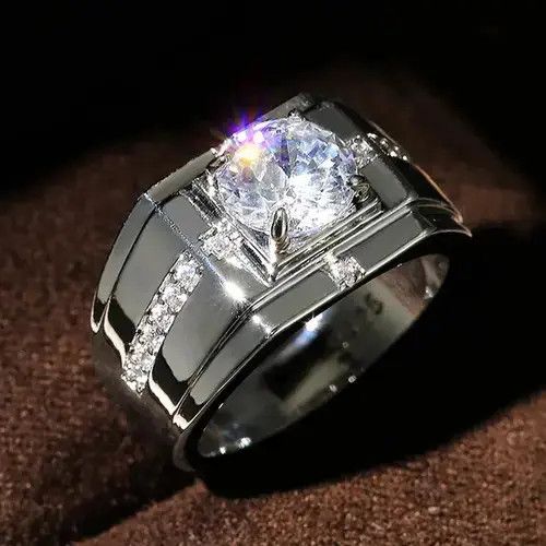 Blkbvr Luxury Silver Color Round Cubic Zircon Rings Size ONE SIZE - 3 Thumbnail