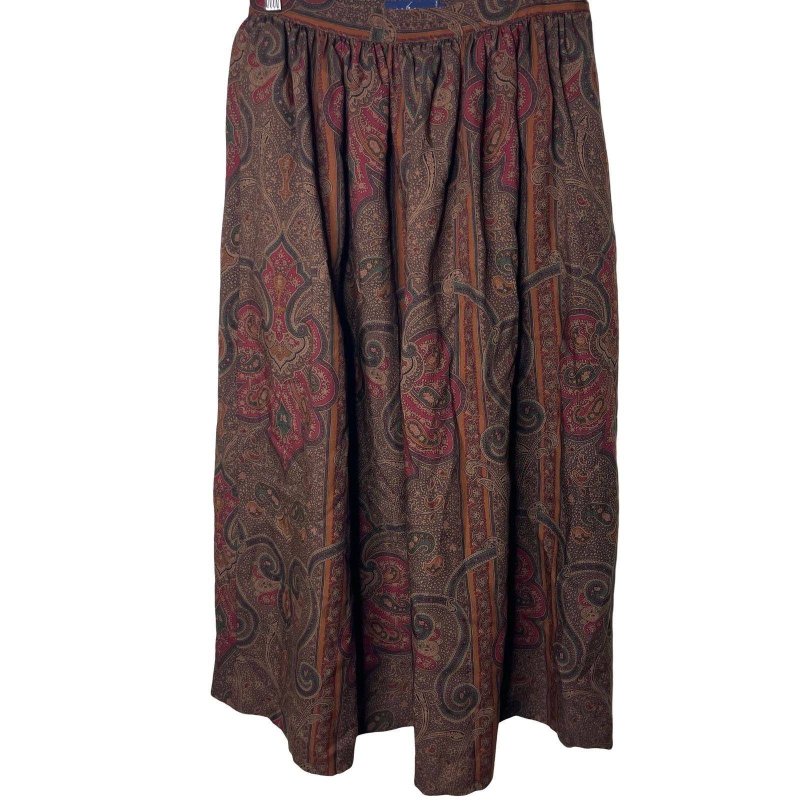 Ralph Lauren Ralph Lauren Brown Paisley Prairie Skirt Wool Midi Vtg 80s Size 32" / US 10 / IT 46 - 2 Thumbnail