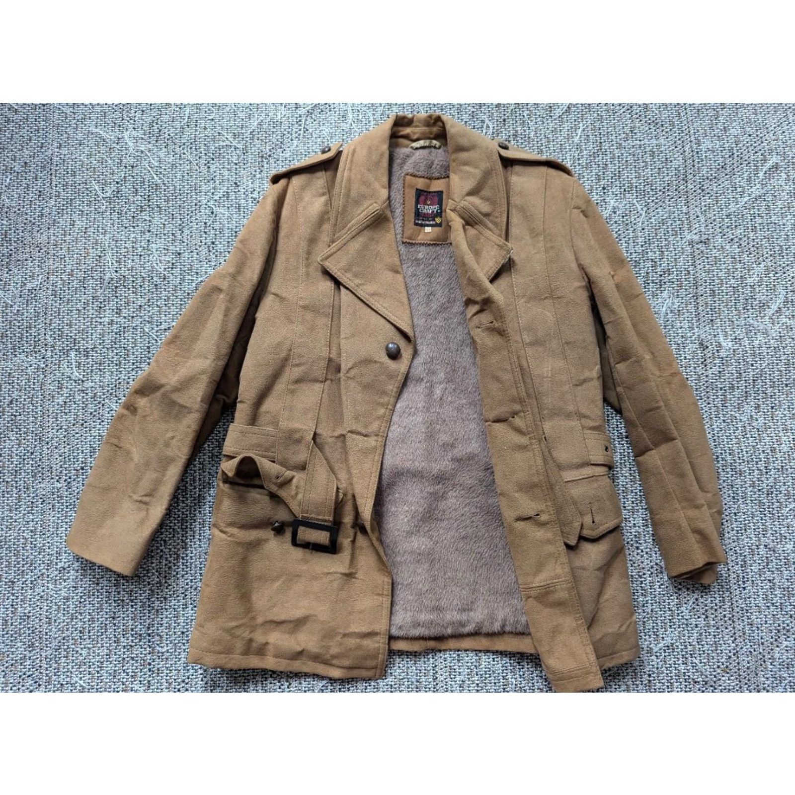 Vintage VINTAGE overcoat Shirt Mens M Brown faux suede leather belted Norfolk Sherlock 40 40 Chest 32" 22" 19" 25" 90s Size US M / EU 48-50 / 2 - 4 Thumbnail