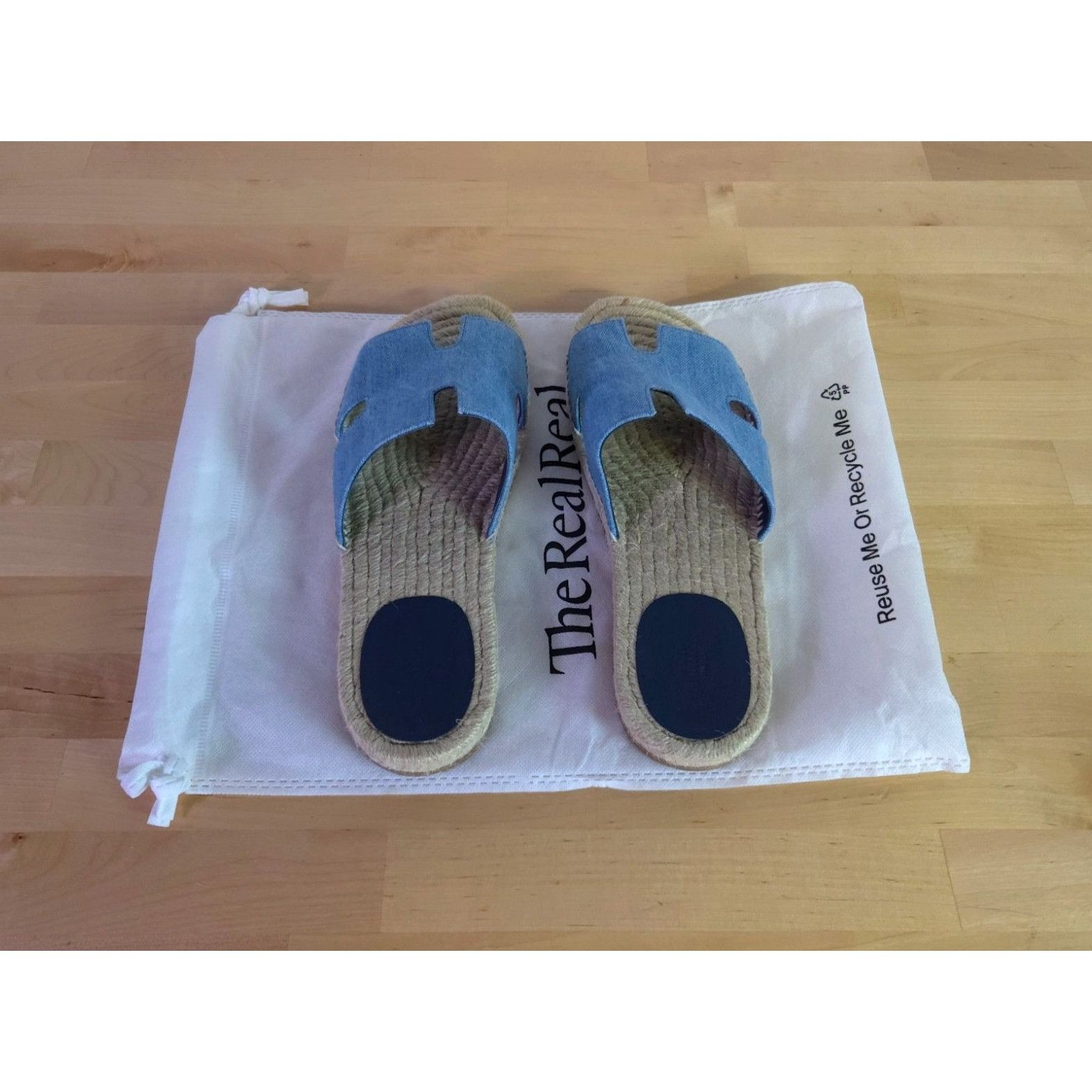 Hermes Hermès Antigua Mens Denim & Leather Espadrilles Sandals EU 4 Size US 10.5 / EU 43-44 - 4 Thumbnail