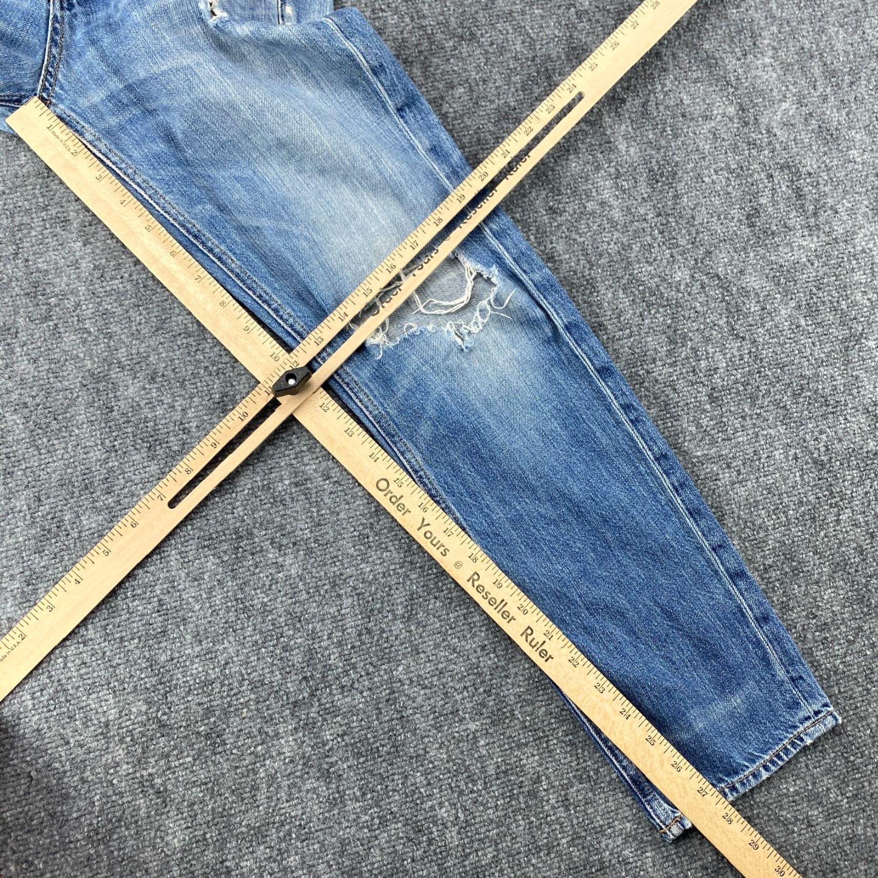 Rag & Bone Rag & Bone Boyfriend Jeans Womens 25 Blue Distressed Denim Regular Rise 5-Pocket Modern Classic Jeans Womens Size 42" / US 20 - 6 Thumbnail