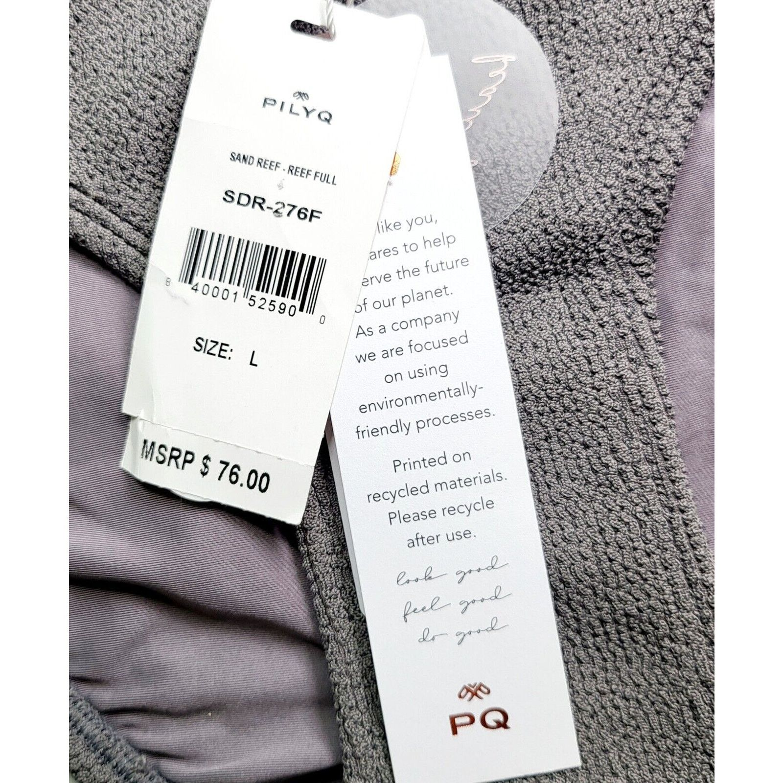 Other NWT PILYQ Reef Smocked Full Bikini Bottom Grey PQ Swim Size L / US 10 / IT 46 - 2 Thumbnail