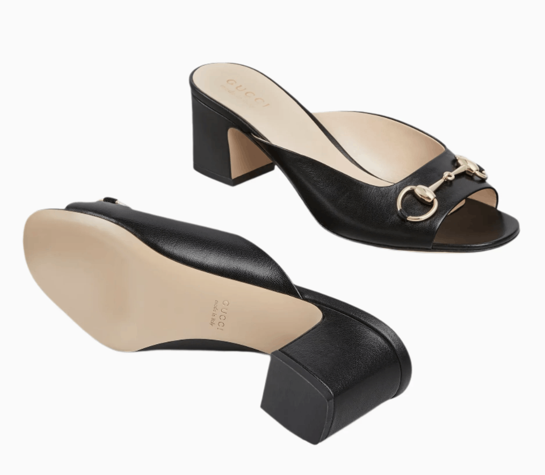 Gucci Gucci Lady Horsebit Leather Gold Block Heel Mule Sandal 37.5 Size US 7.5 / IT 37.5 - 8 Thumbnail