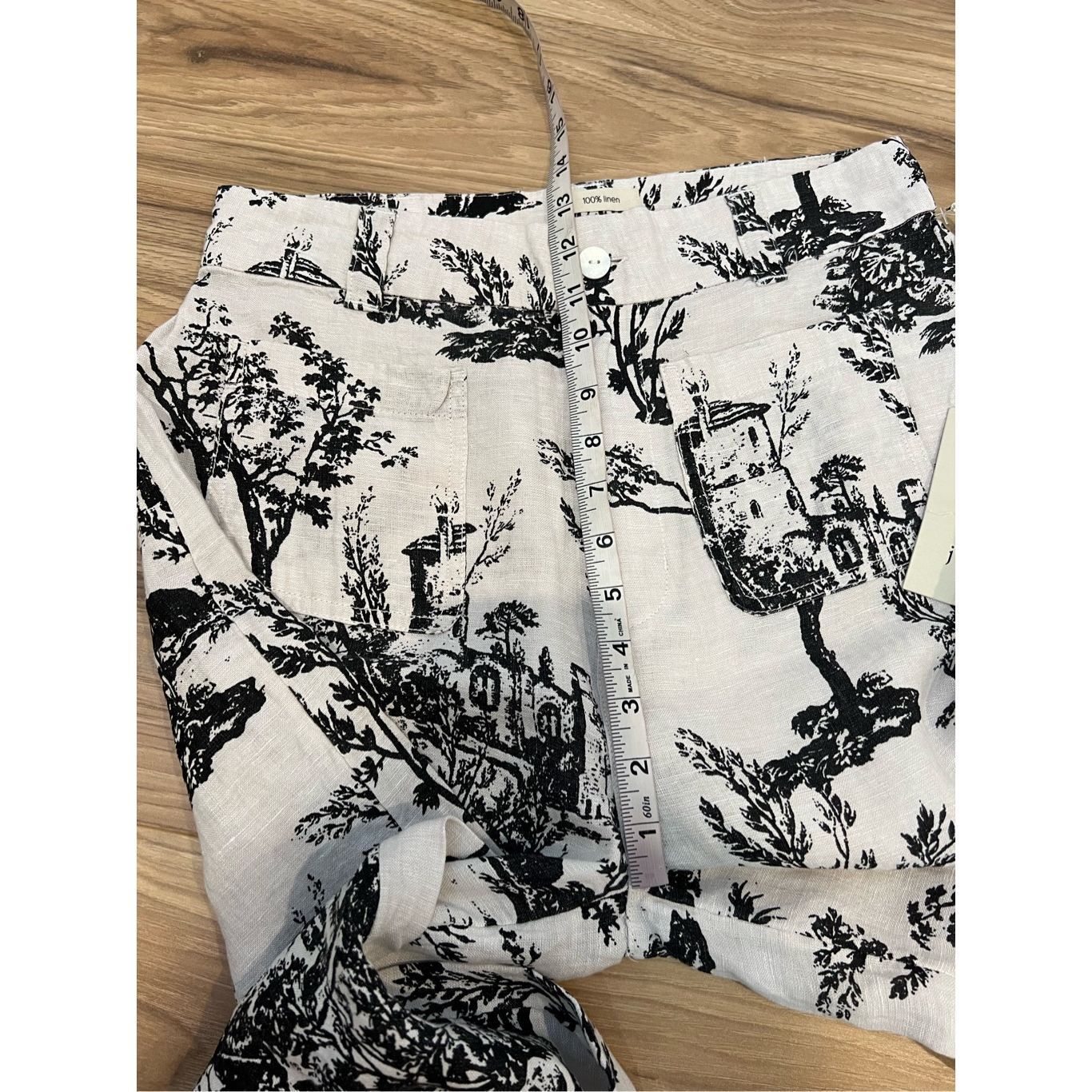 Joie Joie NWT Pants Wide Leg Linen Tree Printed Ivory/Black Pocke Size 30" / US 8 / IT 44 - 6 Thumbnail