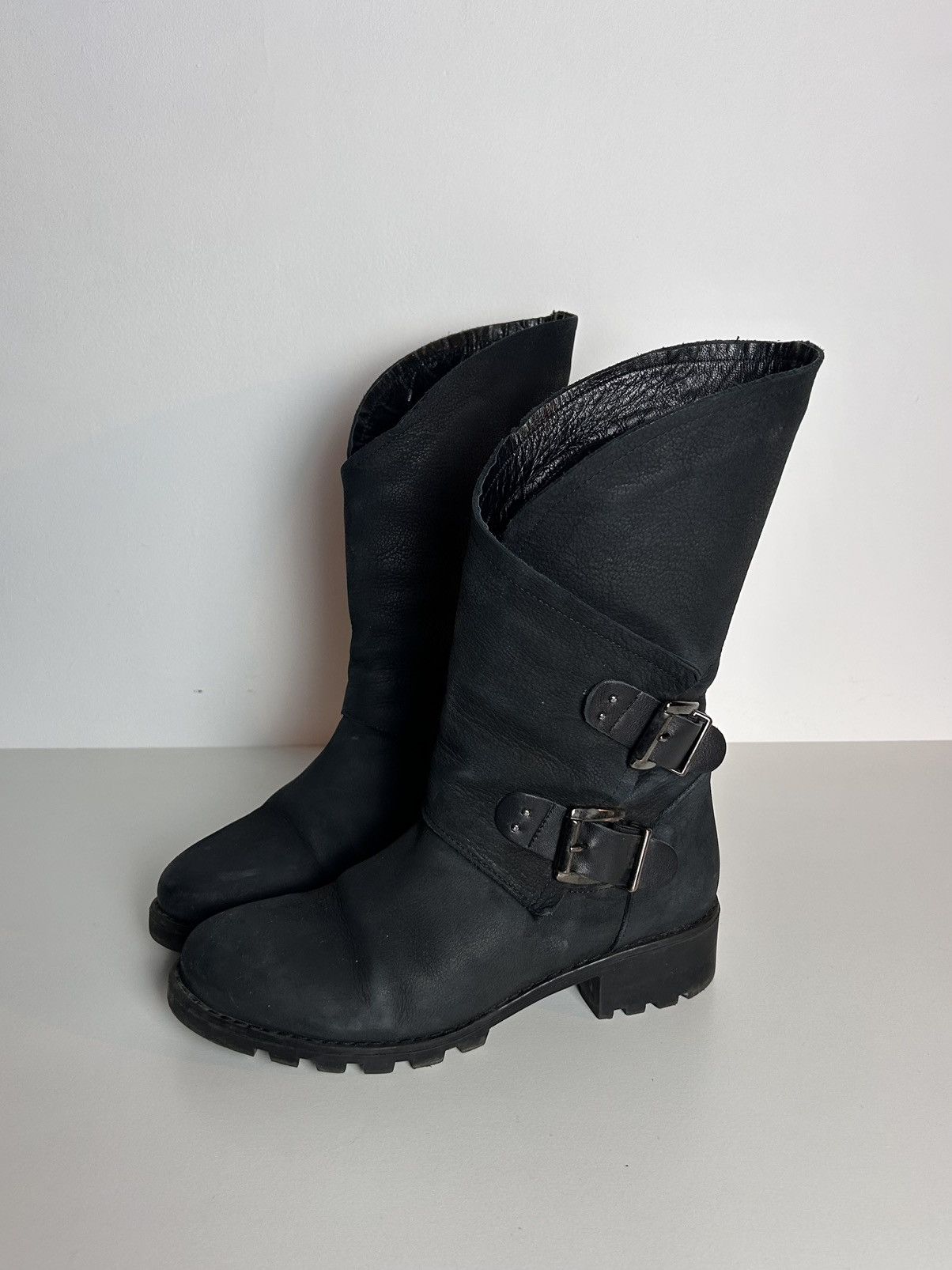 Other Black leather biker boots with buckles Size US 8 / IT 38 - 3 Thumbnail