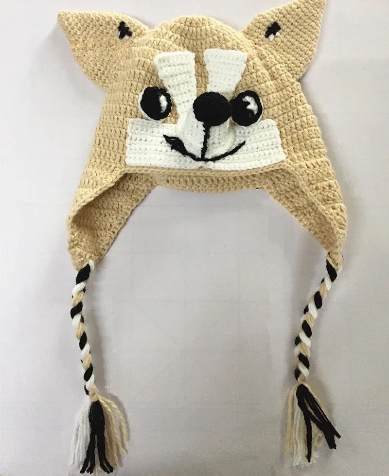 Handmade Handmade Knitted Cartoon Dog Animal Hat Cap Size ONE SIZE - 2 Thumbnail