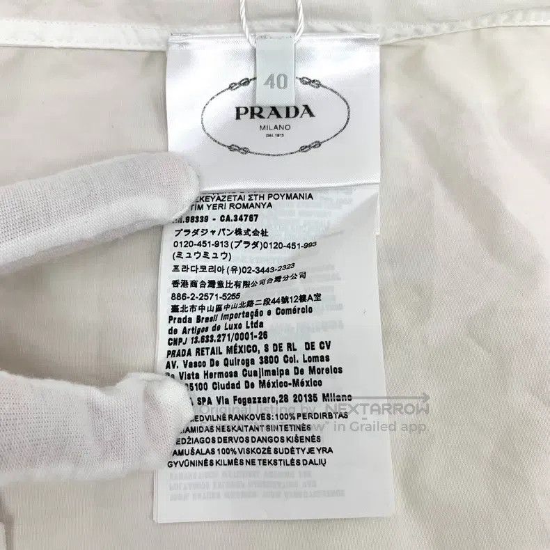 Prada Prada White logo-decorated cotton lapel single-breasted lo Size US XXS / EU 40 - 7 Thumbnail