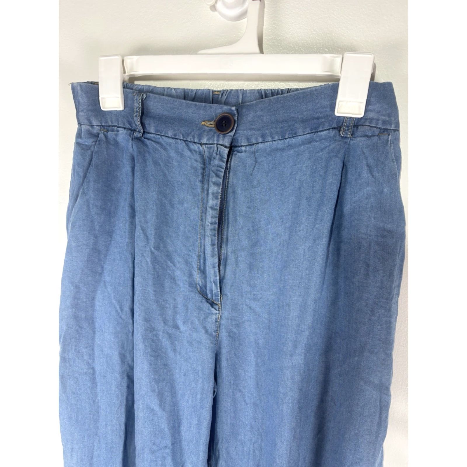 Hunter Hunter & Brown Womens Dress Pants XL Wide-Leg Pleated 28in Inseam Blue Lyocell Button Zip Pockets Size 40" / US 18 - 2 Thumbnail