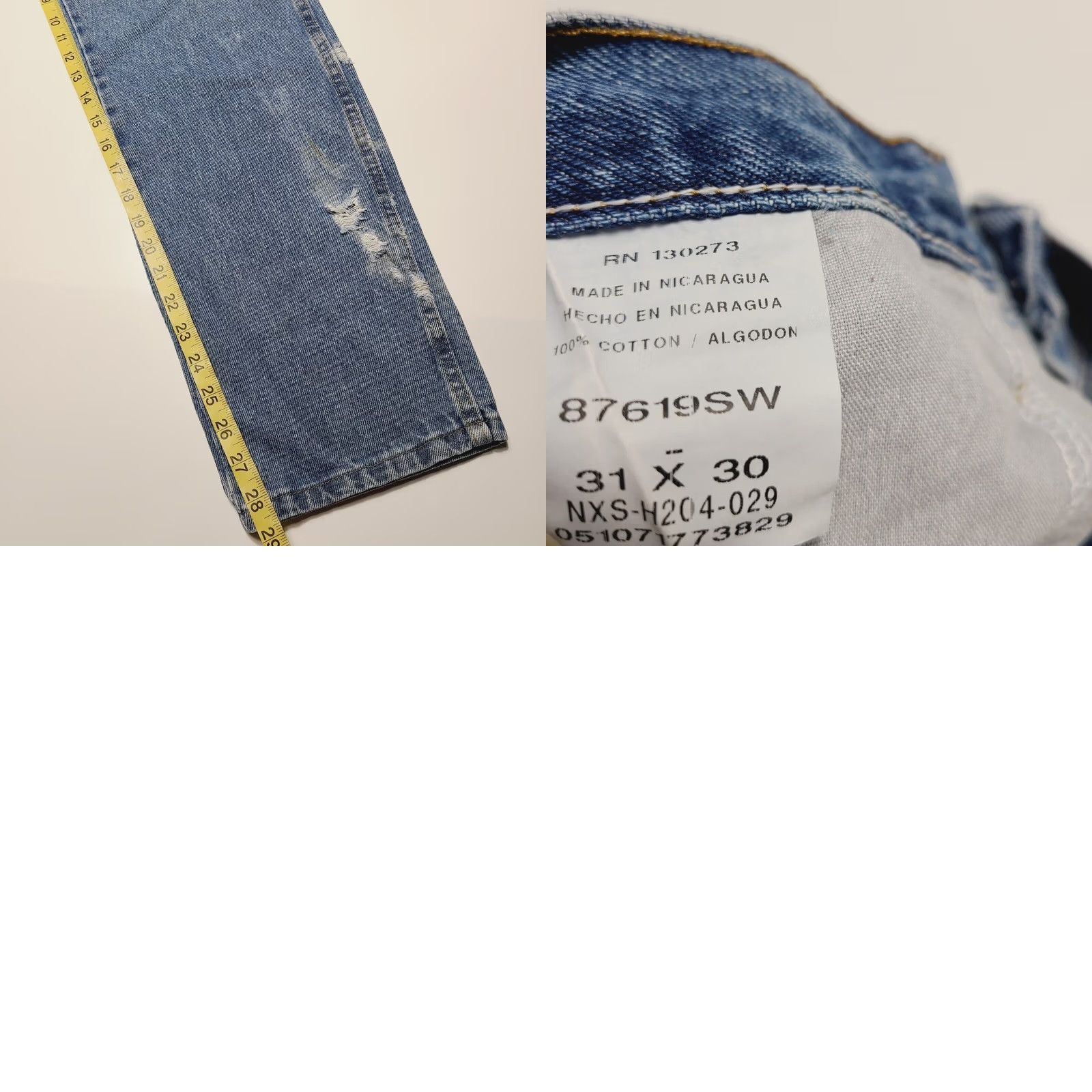 Denime Rustler Jeans Men 31x30 Blue Denim Distressed Faded 100% Cotton Casual 90's Size US 31 - 8 Thumbnail