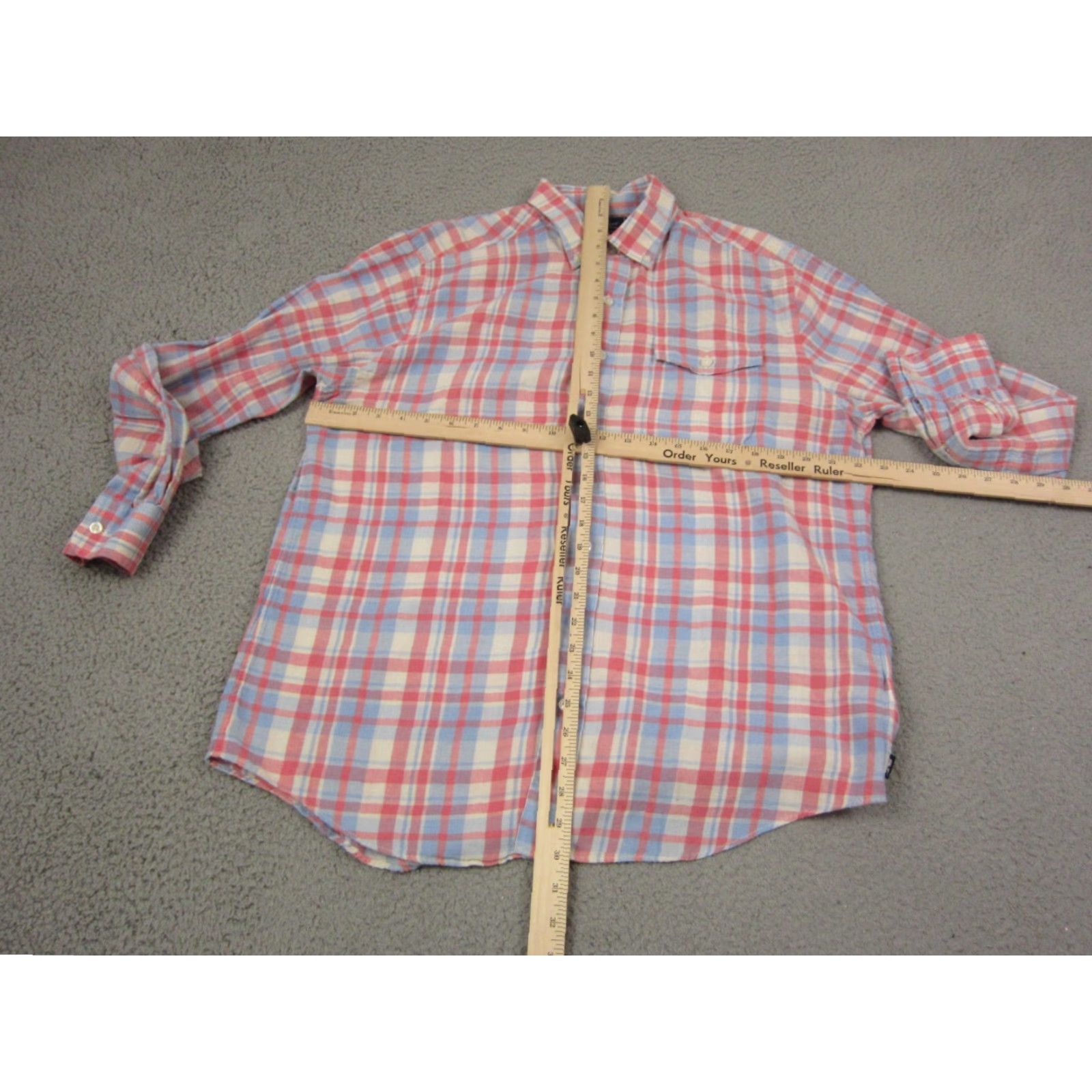 Vineyard Vines Vineyard Vines Shirt Mens Large Blue Pink Slim Fit Crosby Linen Flannel Shirt Mens Size US L / EU 52-54 / 3 - 6 Thumbnail