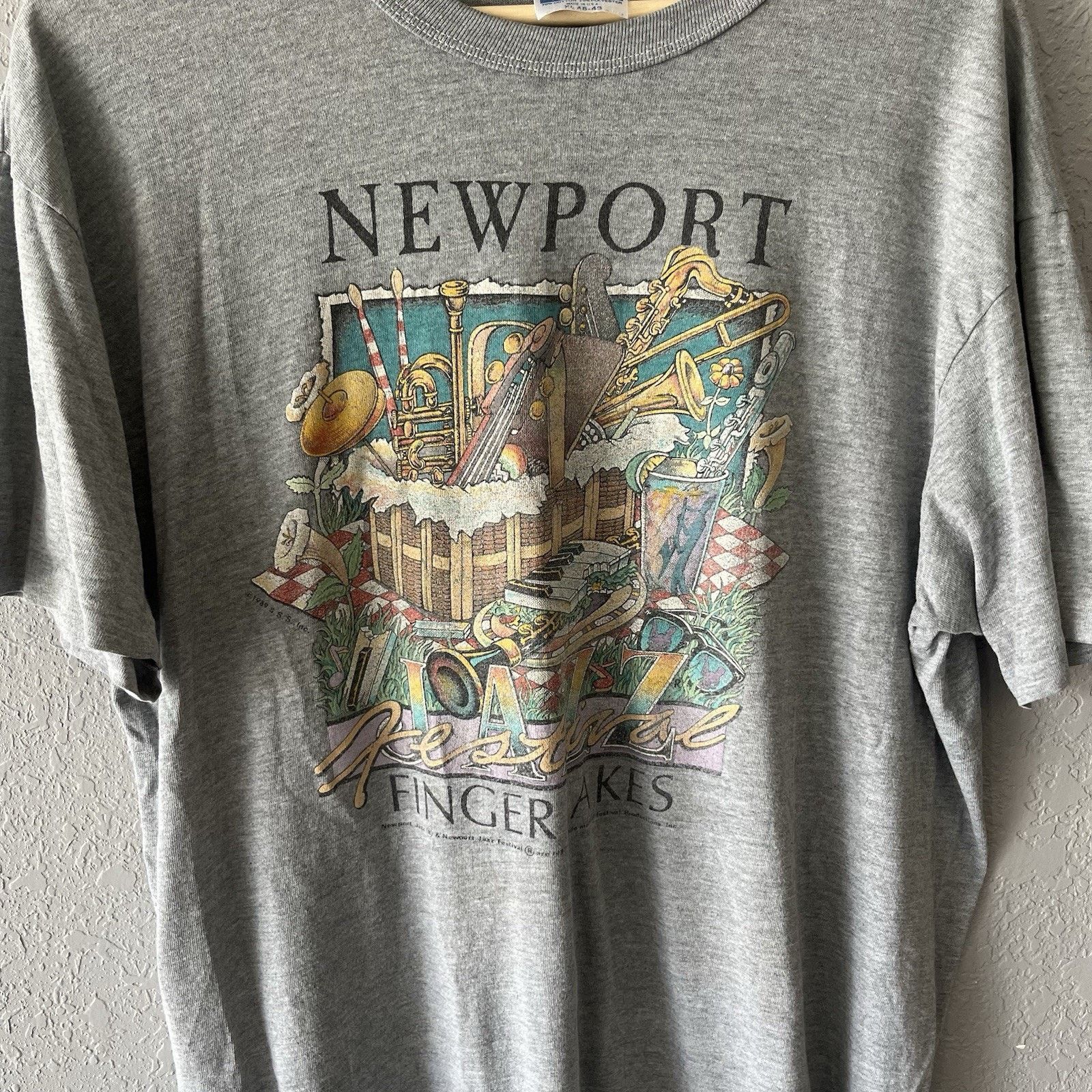 Hanes Vintage 80’s Newport Finger Lakes Jazz Tshirt Men’s XL Singl Size US XL / EU 56 / 4 - 2 Thumbnail