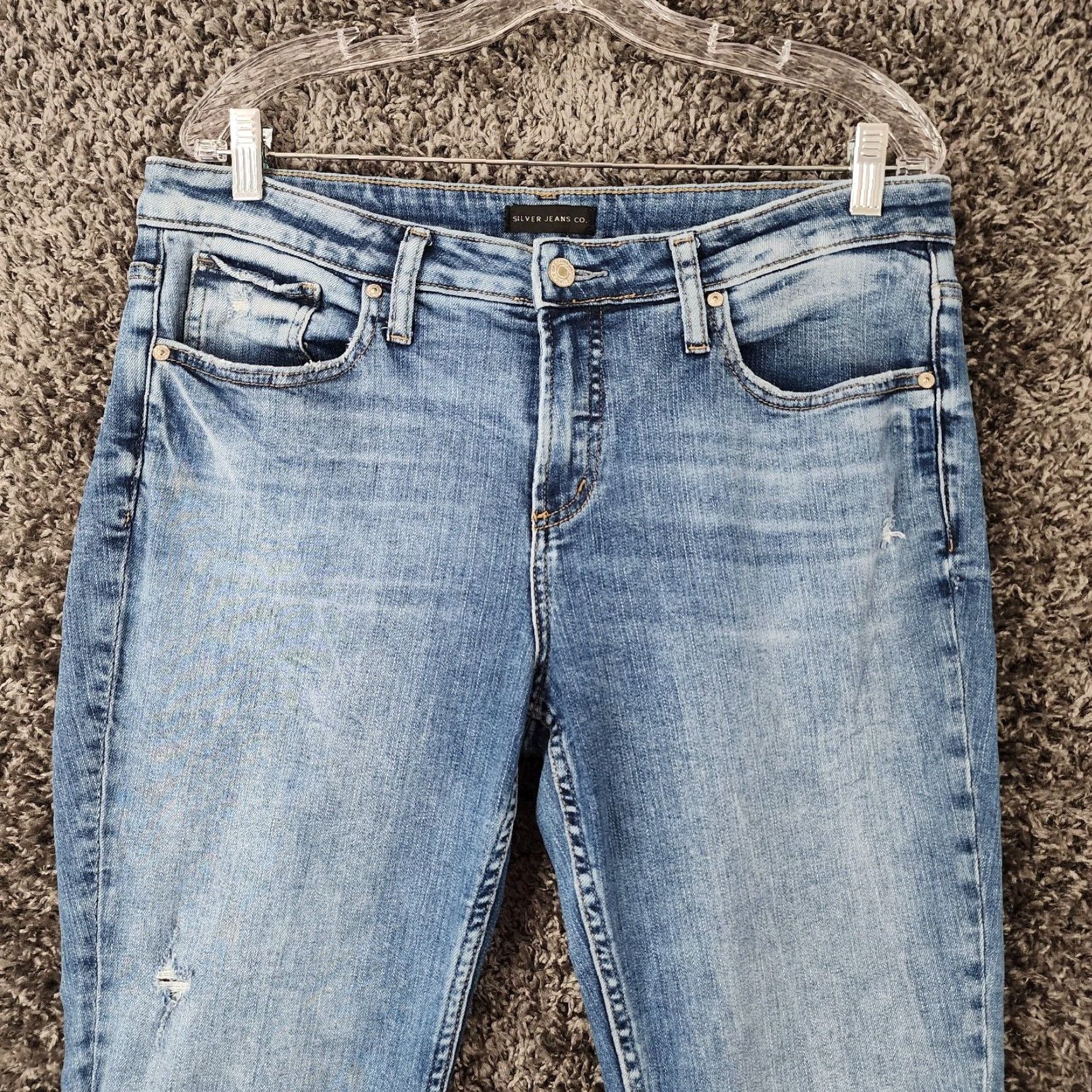 Silver Jeans Co. SILVER JEANS Distressed Stretch Skinny Jeans Adult 34x31 Blue Metal Mens Size US 34 / EU 50 - 2 Thumbnail