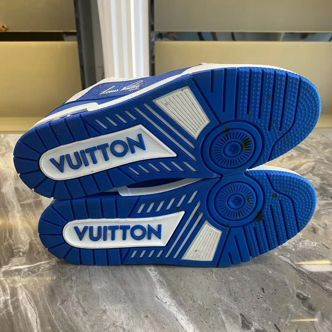 Louis Vuitton LOUIS VUITTON Trainer White Blue 41 95 New OG Box Size US 8 / EU 41 - 4 Thumbnail