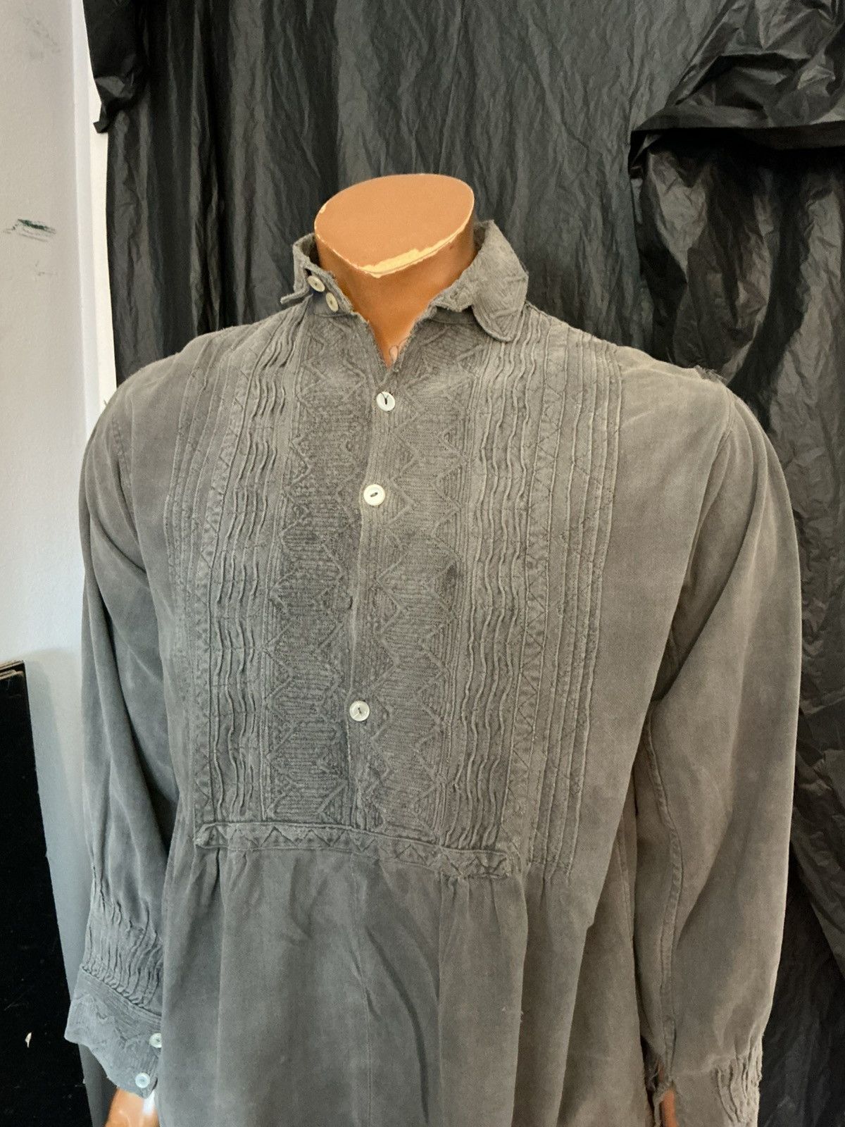 Vintage Vintage 100% Bomull Swedish Ruffle Pleated Tuxedo Shirt Size US S / EU 44-46 / 1 - 18 Thumbnail