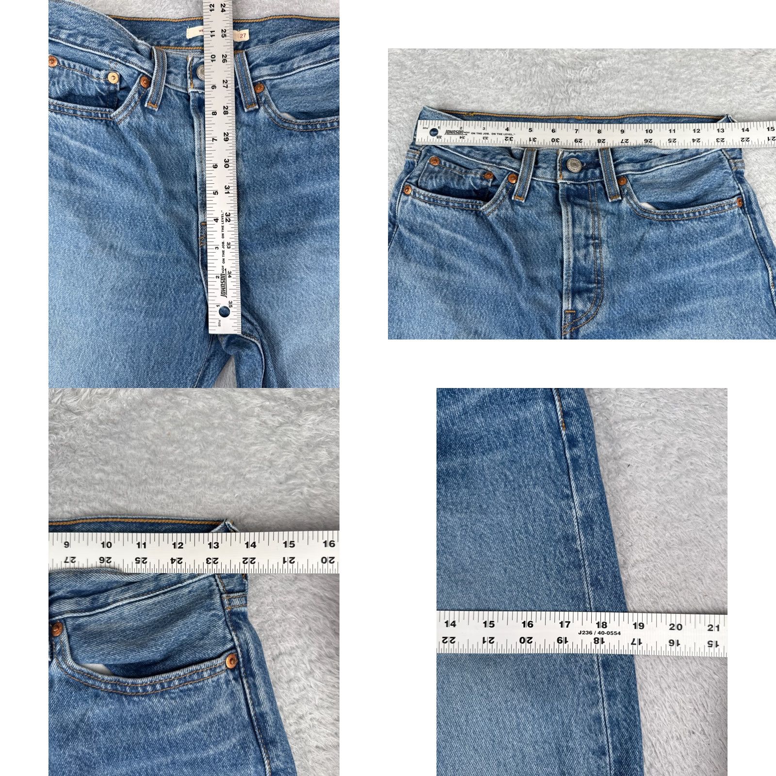 Levi's VINTAGE Levis Premium Jeans Women 27 Blue Denim Big E Wedgie Straight Button Fly 27x26 Size 27" / US 4 / IT 40 - 9 Thumbnail