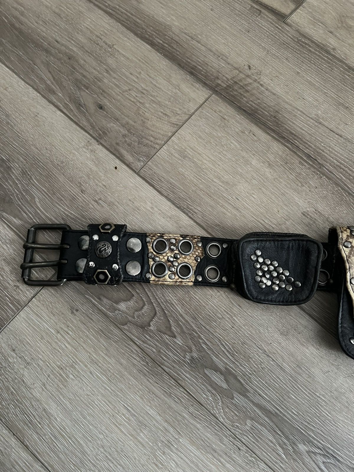 KMRii KMrii Python Snakeskin Diamond 5 Pouch Belt Size ONE SIZE - 6 Thumbnail