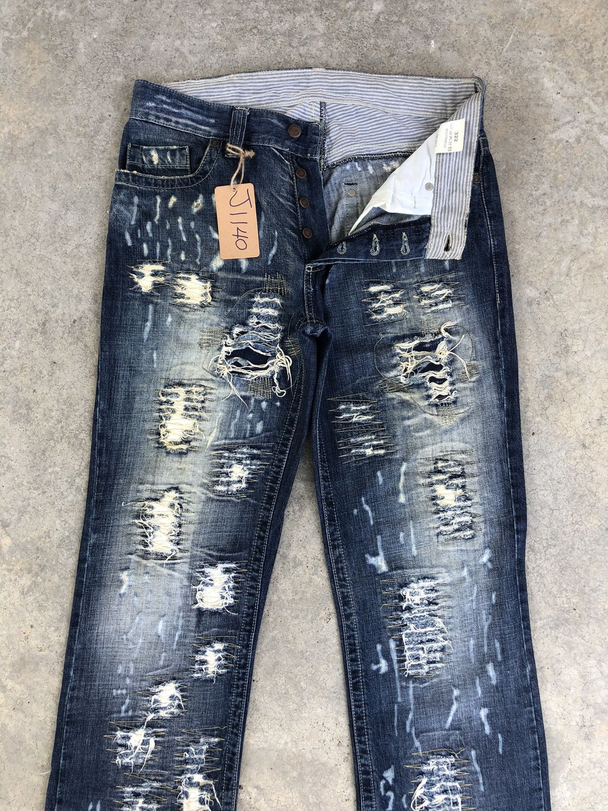 Ends Repair Japanese Bright Mini Flared Jeans Distressed Jeans Size US 33 - 3 Thumbnail