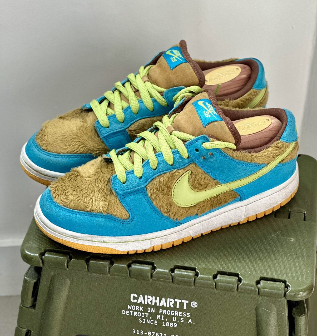image of Medicom Bearbrick x Nike Dunk Sb Low Baby Bear Shoes in Blue Fur, Men's (Size 8)