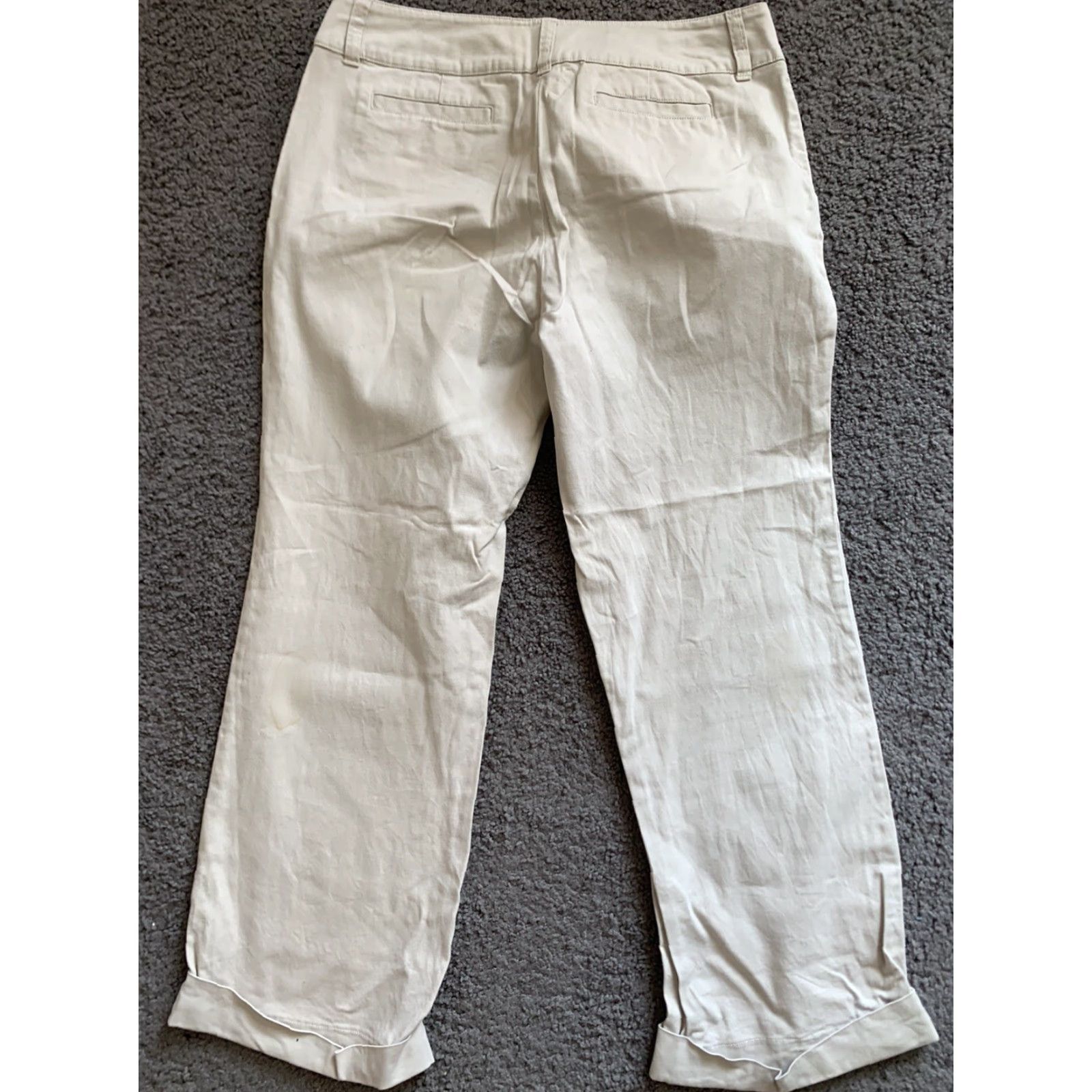 Vintage New York & Company Stretch Women's Beige Tan Career Cuffed Pants 12P Cuffed Size 34" / US 12 / IT 48 - 4 Thumbnail
