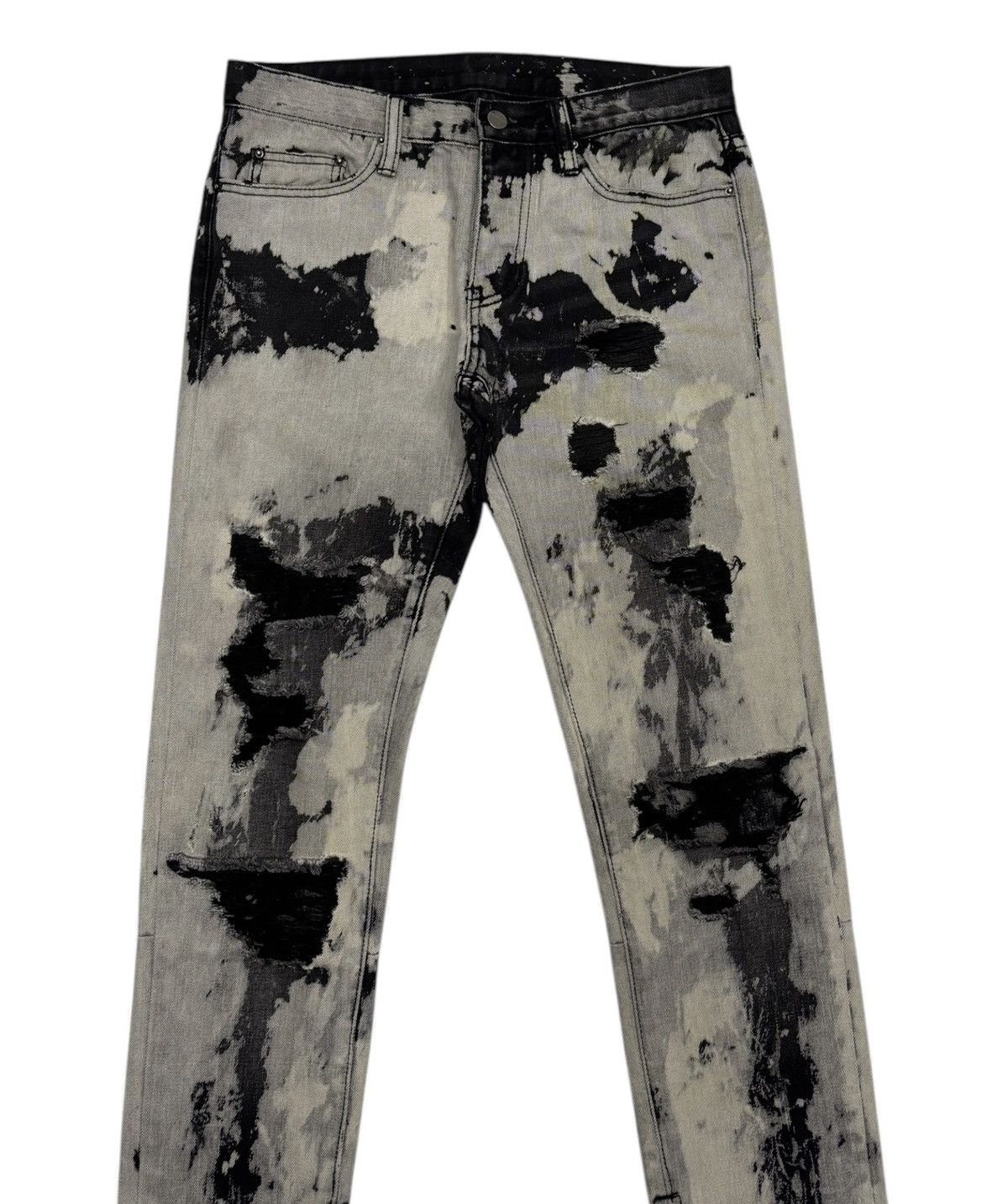 If Six Was Nine × MNML × Yasuyuki Ishii RARE MNML ACID WASH BLACK GRAY ZIPPER LEG SKINNY JEANS Size US 32 / EU 48 - 3 Thumbnail