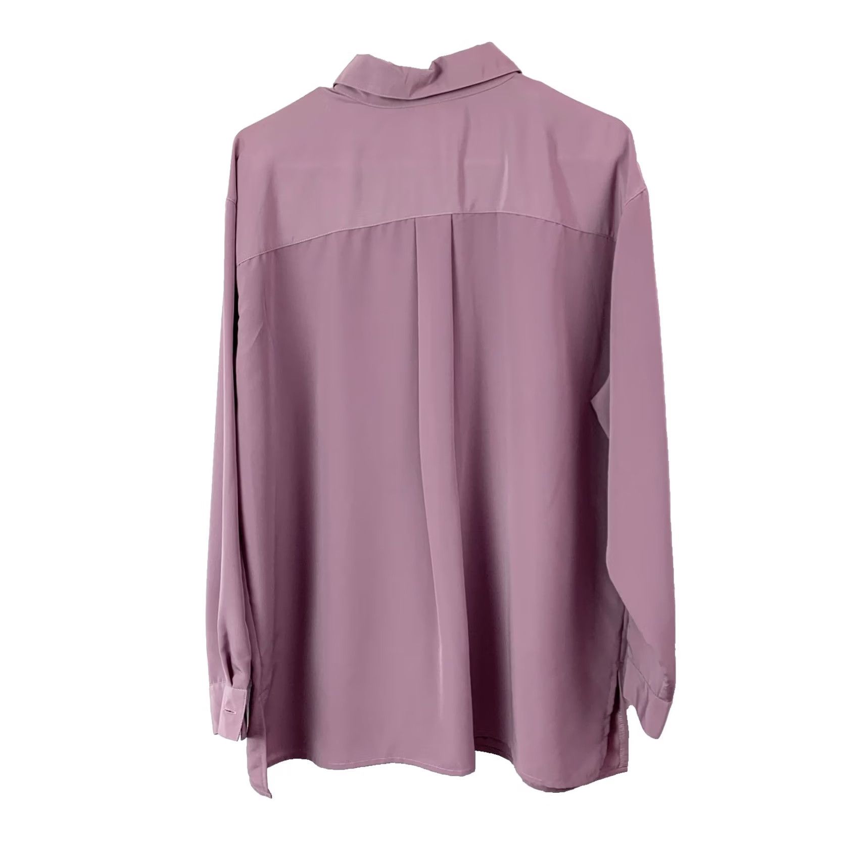 Jantzen VINTAGE Jantzen Blouse Shirt Purple 16 100% Polyester Long Sleeve Drapey Casual Button Collared Women's Classic Size XXL / US 16-18 / IT 52-54 - 5 Thumbnail