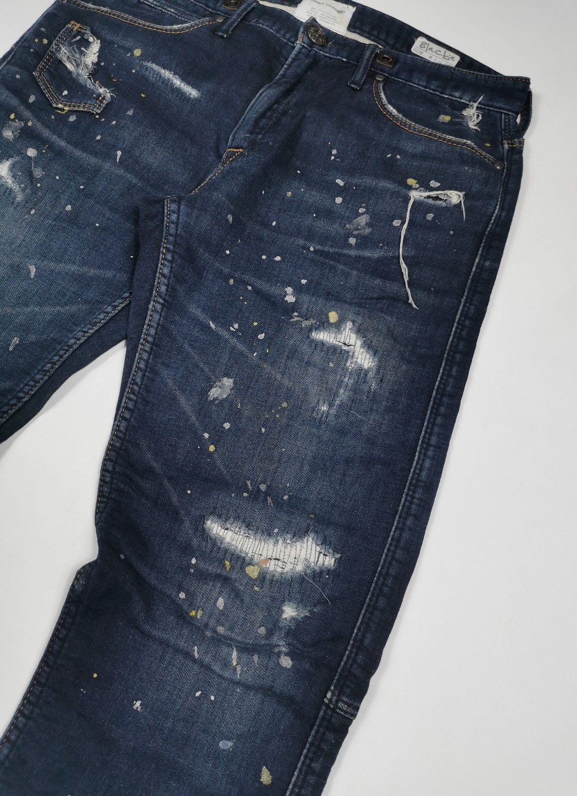 Japanese Brand Jimmy Taverniti Blackie Paint Splash Boro Slim Stretch Jeans Size US 32 / EU 48 - 4 Thumbnail