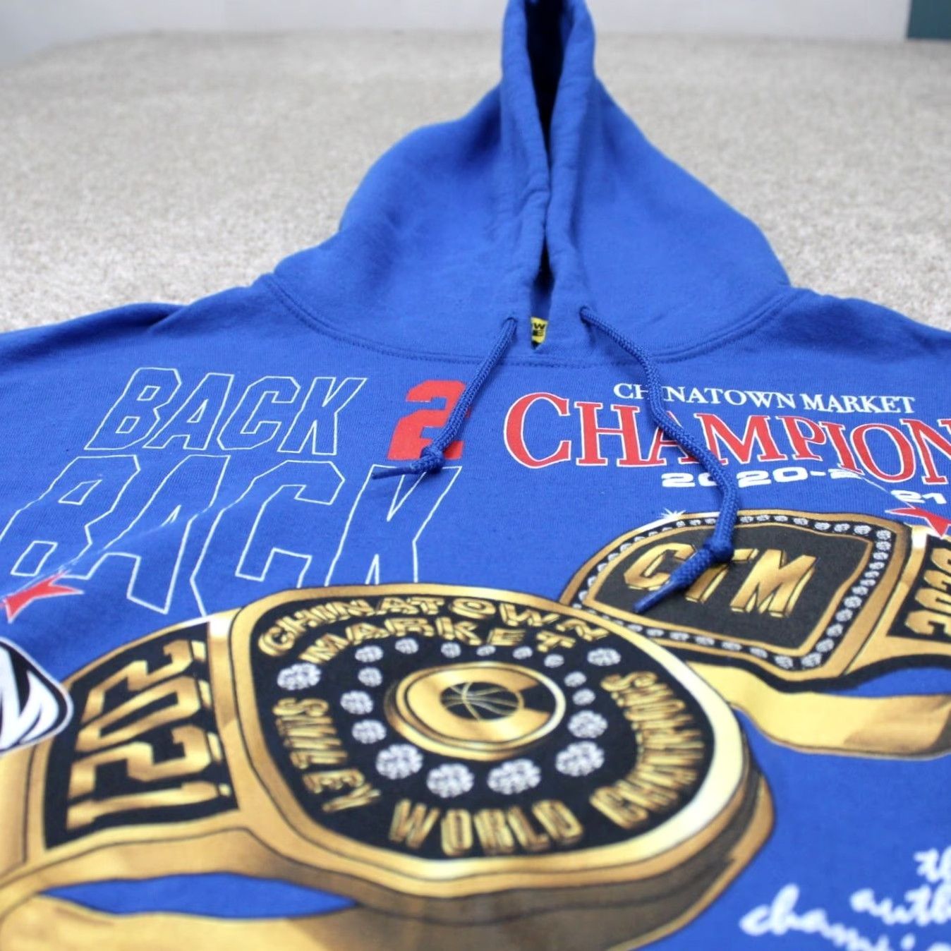 Vintage Chinatown Market Hoodie Men S Blue Back 2 Back Championship Pullover L/S Graphic Print Hooded Logo Sweatshirt Size US S / EU 44-46 / 1 - 4 Thumbnail