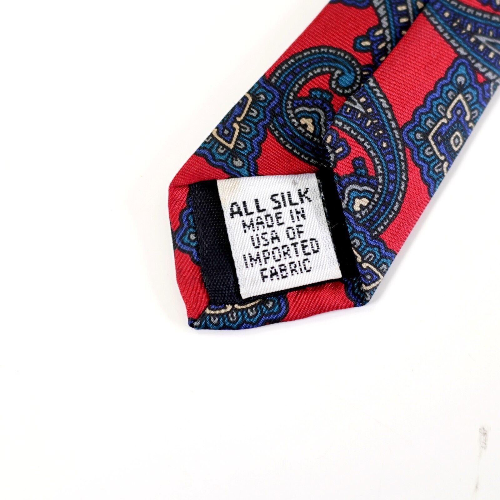 Haggar Haggar Imperial Red Green Paisley Print Short Silk Tie Made Size ONE SIZE - 4 Thumbnail