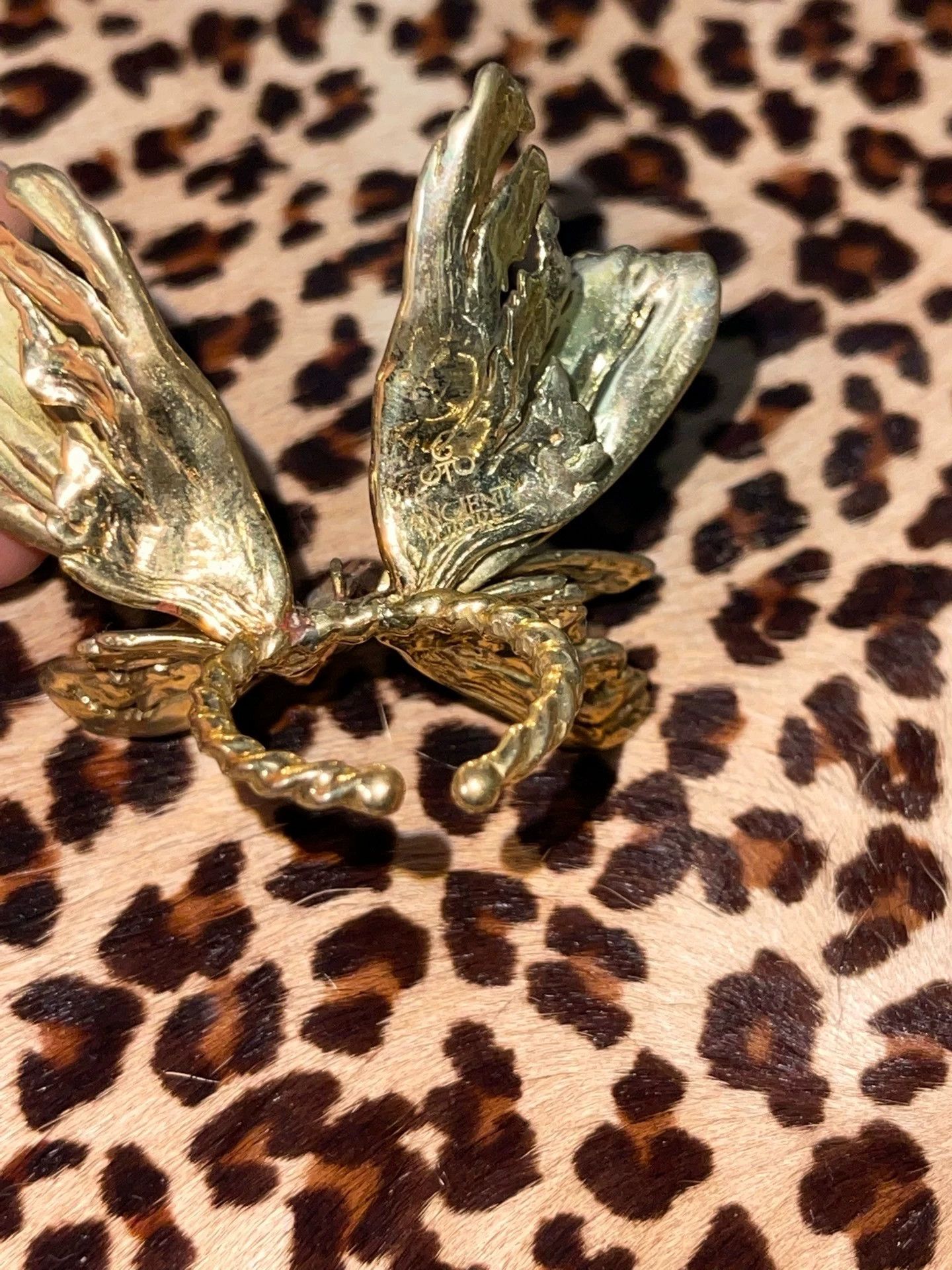 Other Retro Broken Wing Ring Brass Pearl Natural Original Design Size ONE SIZE - 3 Thumbnail