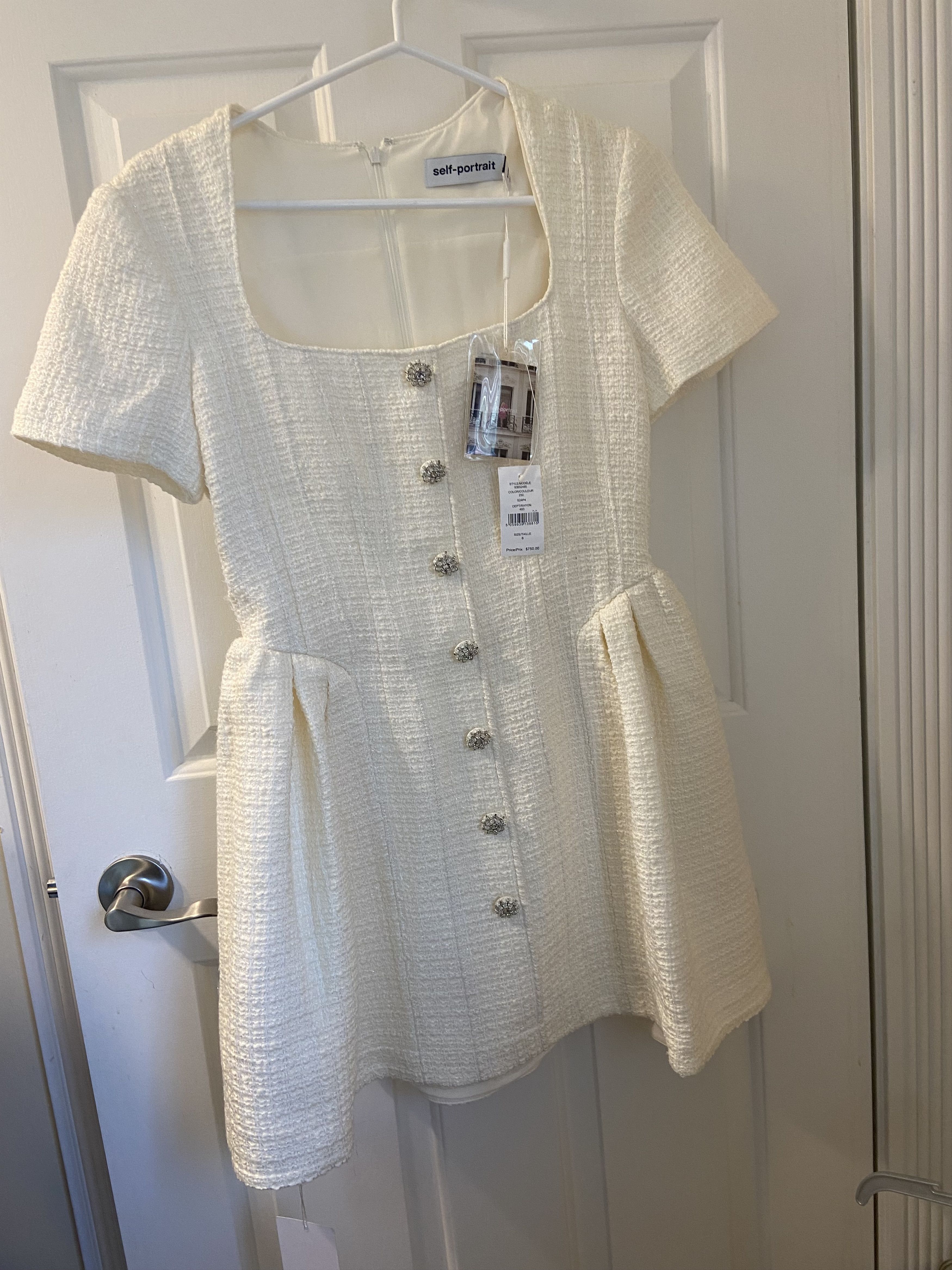 Self-Portrait Self-Portrait Bridal Bouclé Minidress, Short Sleeve Size M / US 6-8 / IT 42-44 - 4 Thumbnail