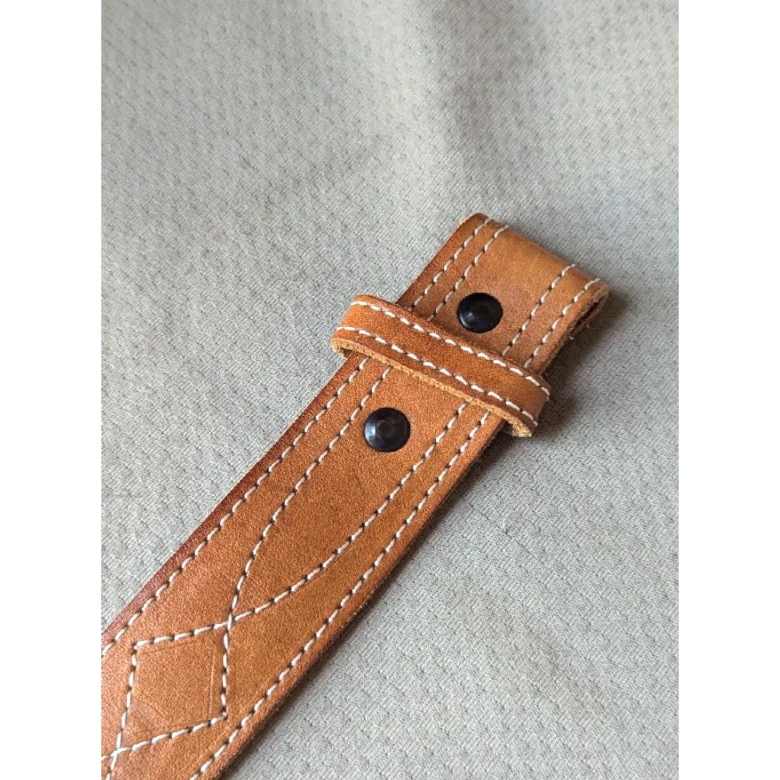 Vintage VINTAGE western belt belt 34 ELEAZAR hand stitched leather buckle brown Men XS-34? Size 34 - 5 Thumbnail