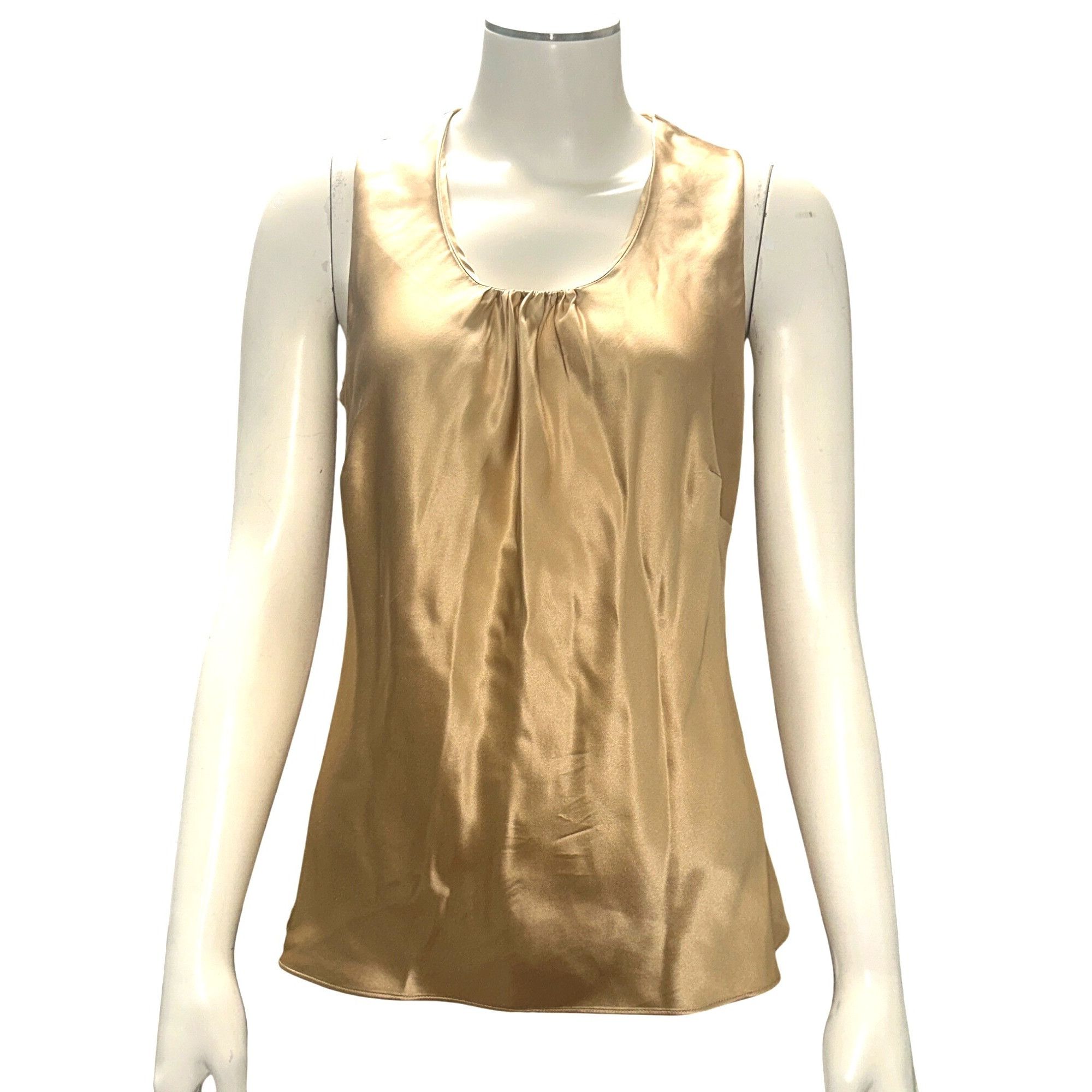 Other Transitions Silk S Gold Satin Shine Sleeveless Tank Top Scoo Size S / US 4 / IT 40 - 2 Thumbnail