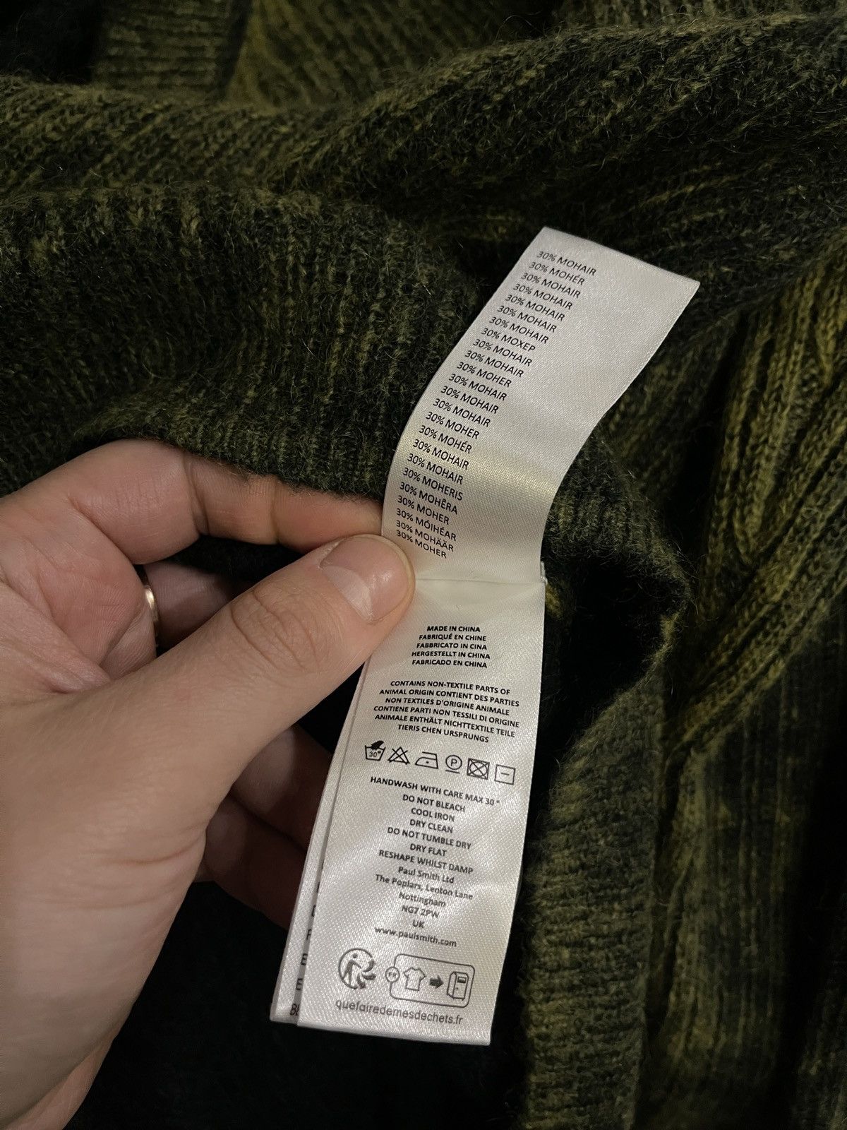 Paul Smith Mens Paul Smith Acid Wash Print Effect Wool Mohair Cardigan Green Size US L / EU 52-54 / 3 - 10 Thumbnail