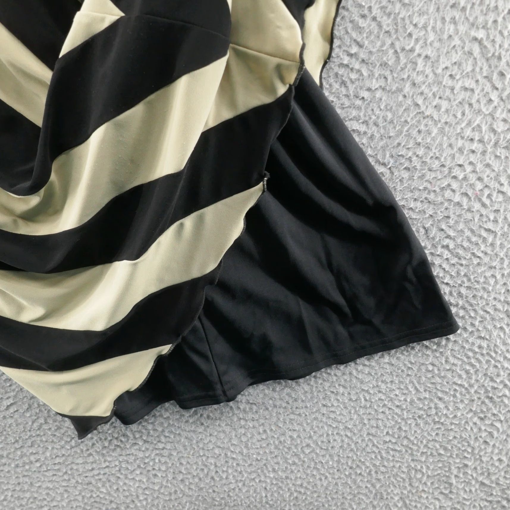 Joseph Ribkoff Joseph Ribkoff Fit Flare Dress 10 Black Beige Womens Stripe 3/4 Sleeve Stretch Knee Length Jersey Spandex Polyester Pullover Size L / US 10 / IT 46 - 5 Thumbnail