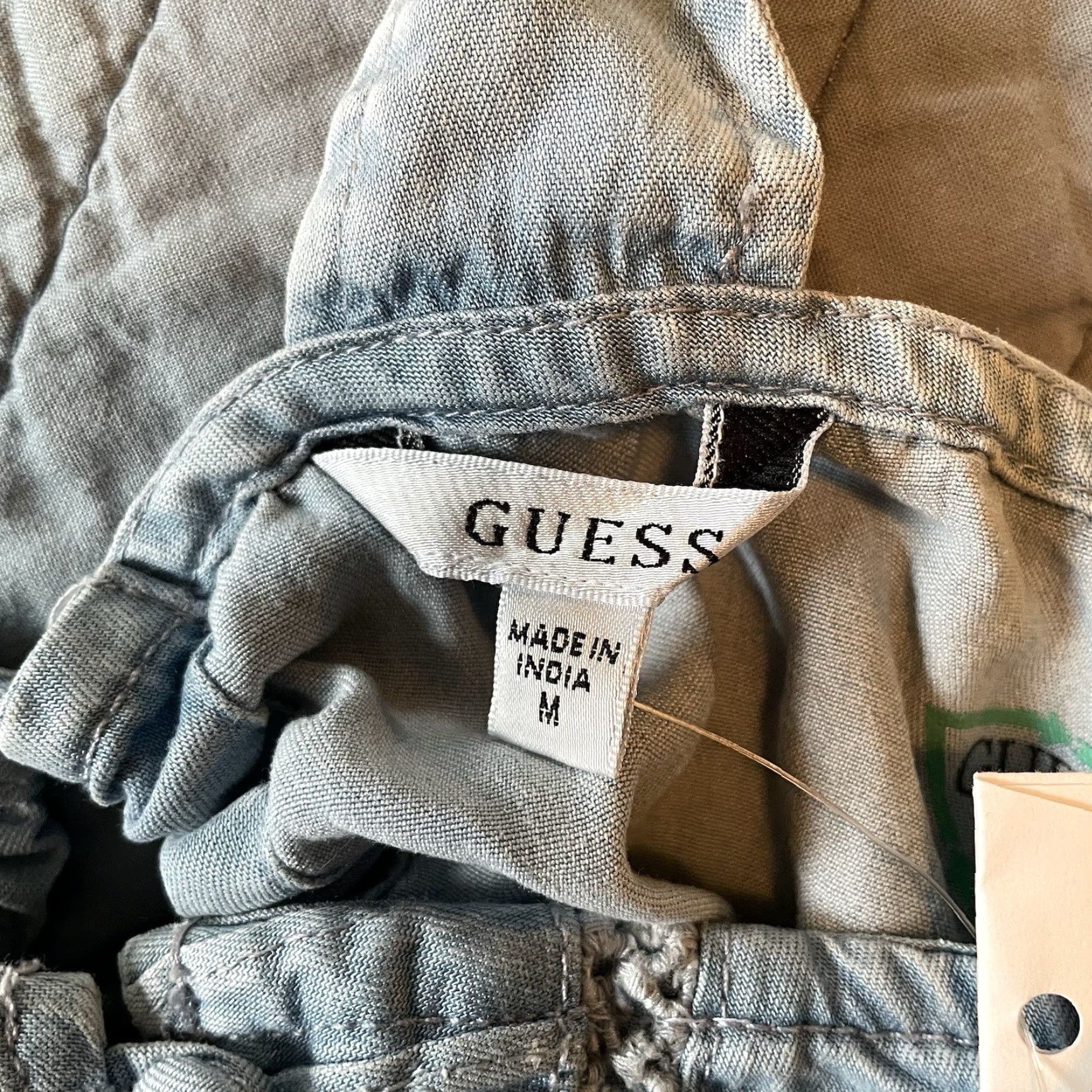 Guess GUESS Chambray Eco Women’s Sleeveless Jaylani Crop Top M NWT Adjustable Back Shirt Womens Crop Top Summer Boho 70s Fashion (Blue) Size M / US 6-8 / IT 42-44 - 5 Thumbnail