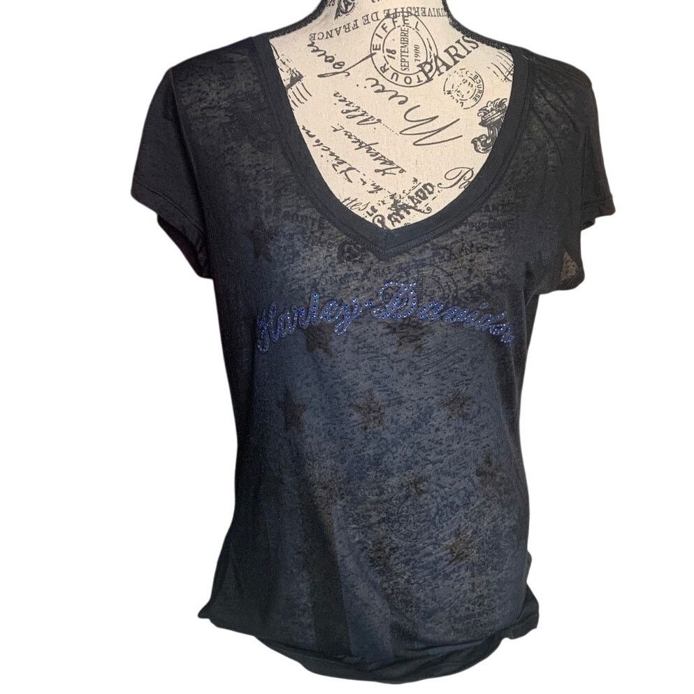 Harley Davidson Harley Davidson Women's Size Small Top Black Sheer Stretch Size S / US 4 / IT 40 - 5 Thumbnail