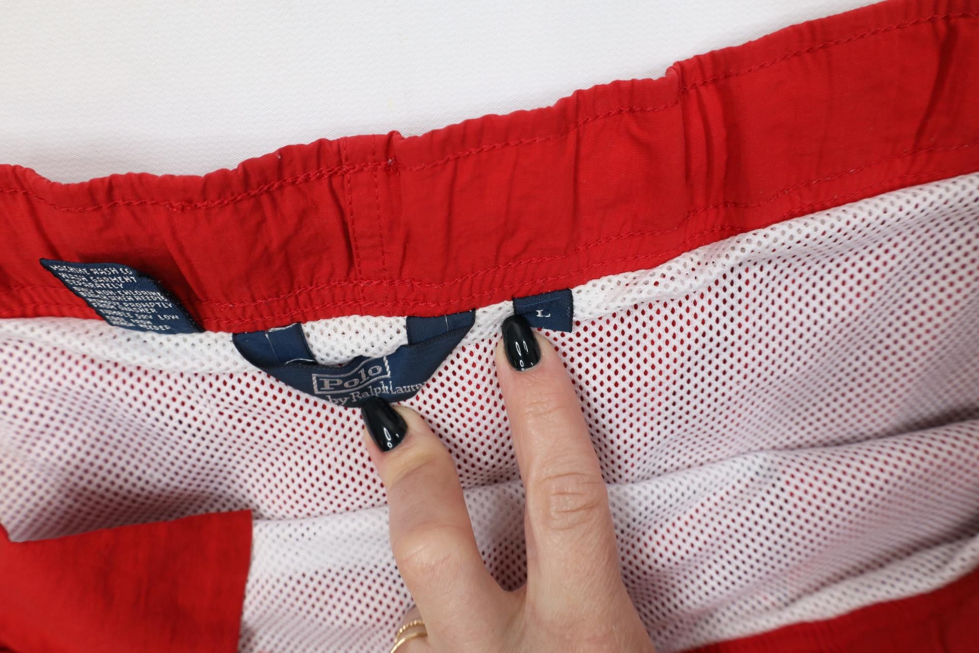 Polo Ralph Lauren Vintage 90s Ralph Lauren Lined Swim Trunks Shorts Red Nylon Size US 34 / EU 50 - 7 Thumbnail