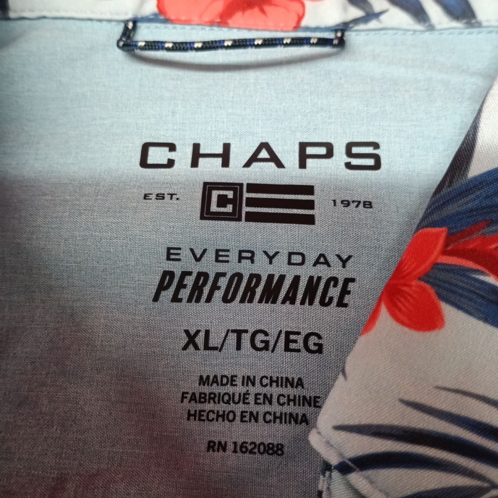 Chaps Chaps Everyday Performance Shirt Men's Size XL Blue Floral Size US XL / EU 56 / 4 - 3 Thumbnail