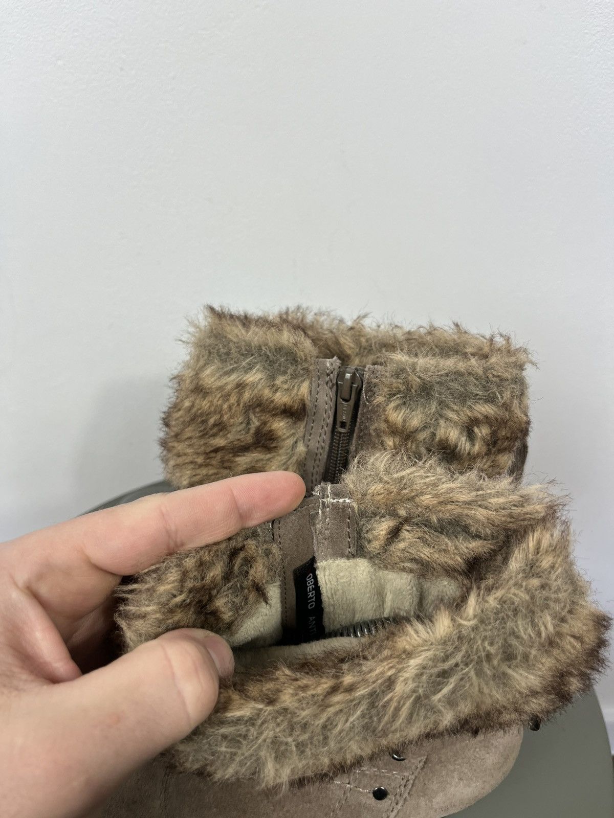 Other Womens Brown Suede Fur Cuff Ankle Boots Lace Up Side Zip 40 Size US 9 / IT 39 - 5 Thumbnail