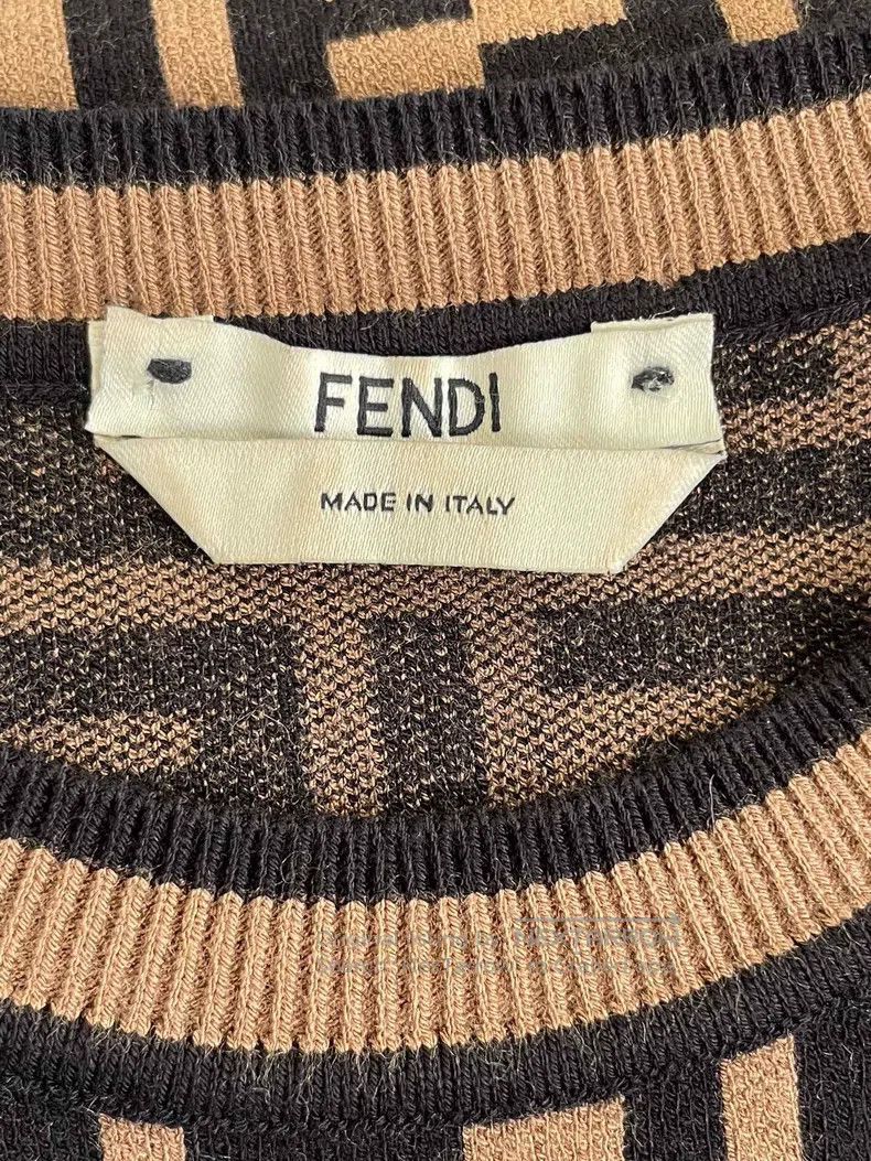 Fendi Fendi Brown Monogrammed Knitted Long Sleeve Bodycon Dress Size XS / US 0-2 / IT 36-38 - 5 Thumbnail