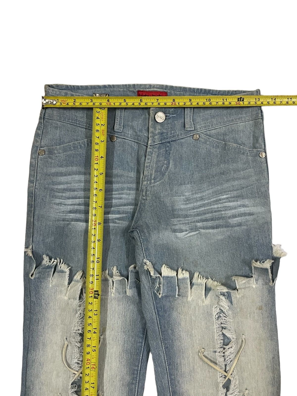 Rick Owens Vintage Japanese Brand Bondage Style Mad Punk Flare Jeans Size 26" / US 2 / IT 38 - 8 Thumbnail