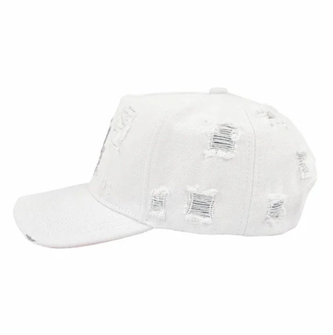 Japanese Brand White Distressed Denim Trucker Hat LA Size ONE SIZE - 2 Thumbnail