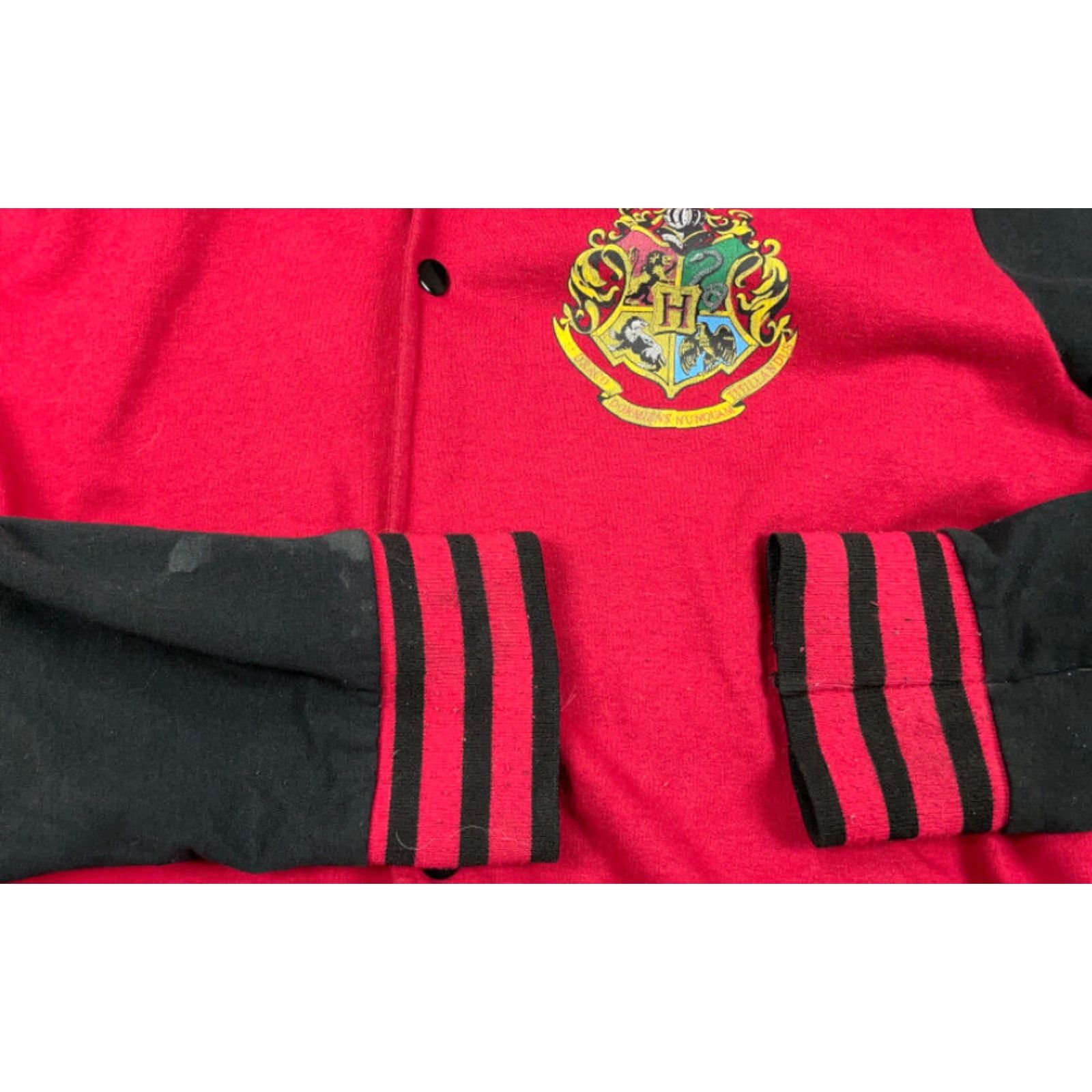 Vintage Warner Bros Harry Potter Hoodie Sweatshirt Women's 2XL Red Black Cotton Blend Graphic Print Cartoon Movie Characters Snaps Crew Neck Womens Size XXL / US 16-18 / IT 52-54 - 3 Thumbnail