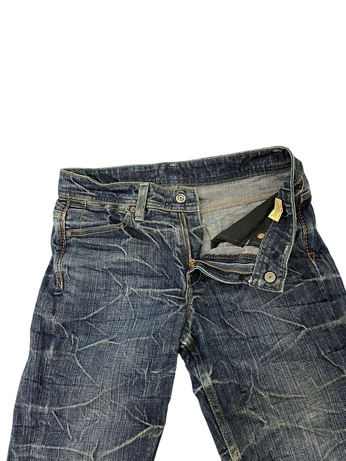 Japanese Brand Flare Jeans Brappers Honeycomb Distress Slim Low Rise 7🟦0 Size US 28 / EU 44 - 10 Thumbnail